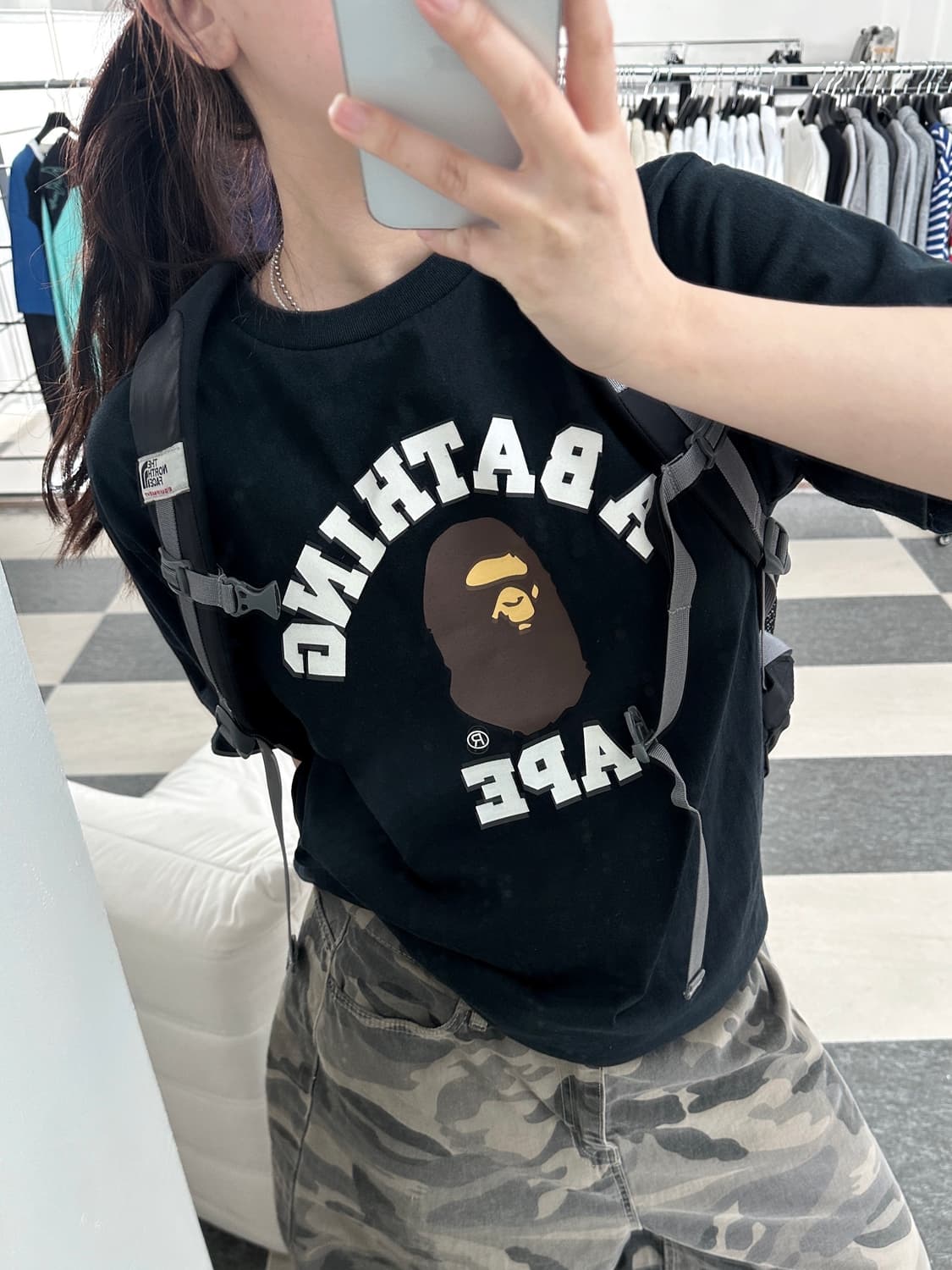 베이프 블랙 컬리지 반팔 티셔츠  상품이미지1