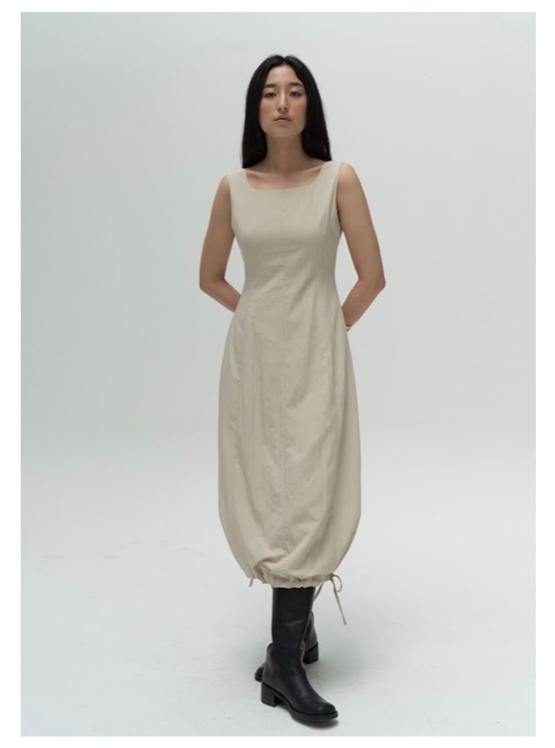 아모멘토 볼륨 드레스 베이지 amomento volume dress 상품이미지1