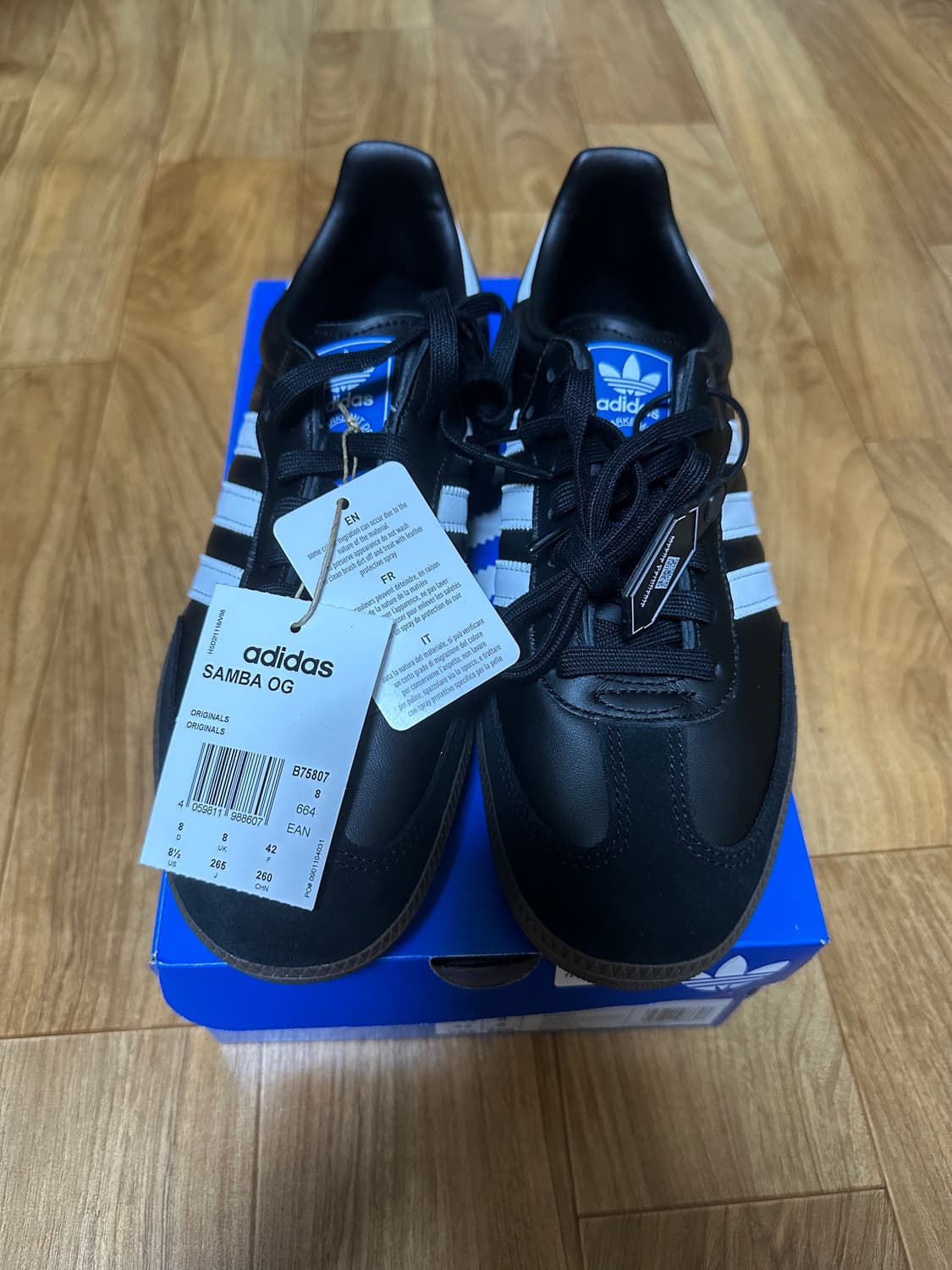 새상품) 아디다스 삼바 블랙 화이트 265 사이즈 팝니다. 상품이미지1