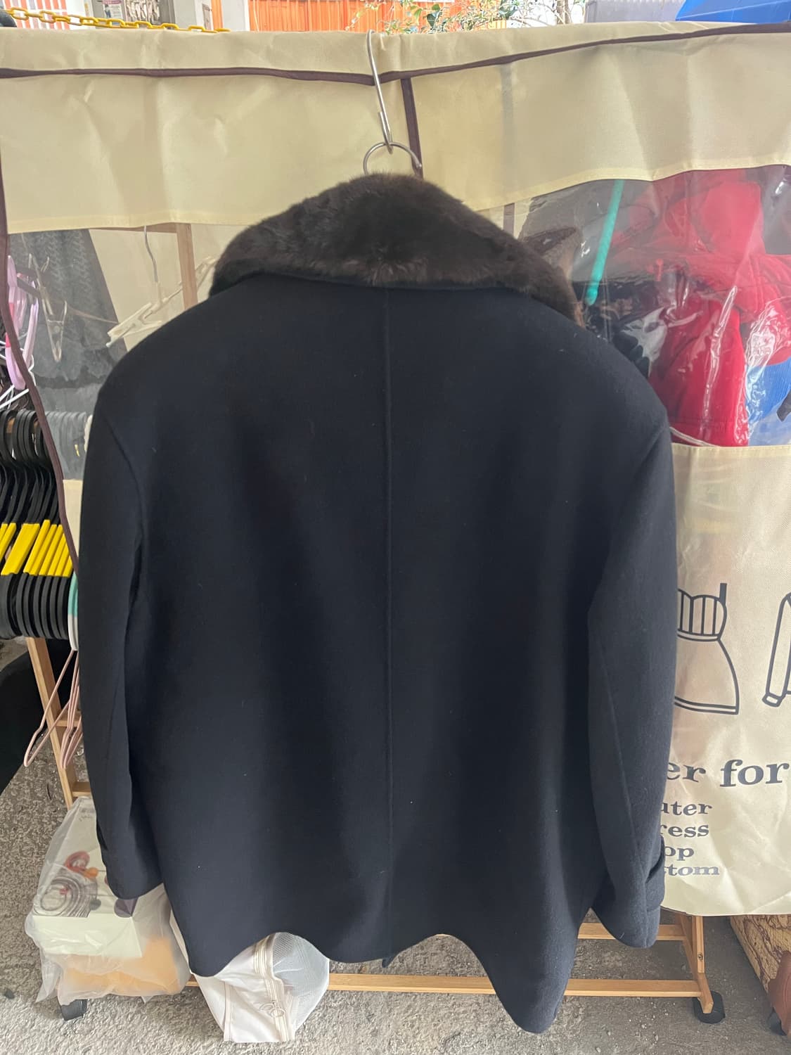 갤럭시 남성 캐시미어 퍼 카라 블랙 하프코트 105 상품이미지2