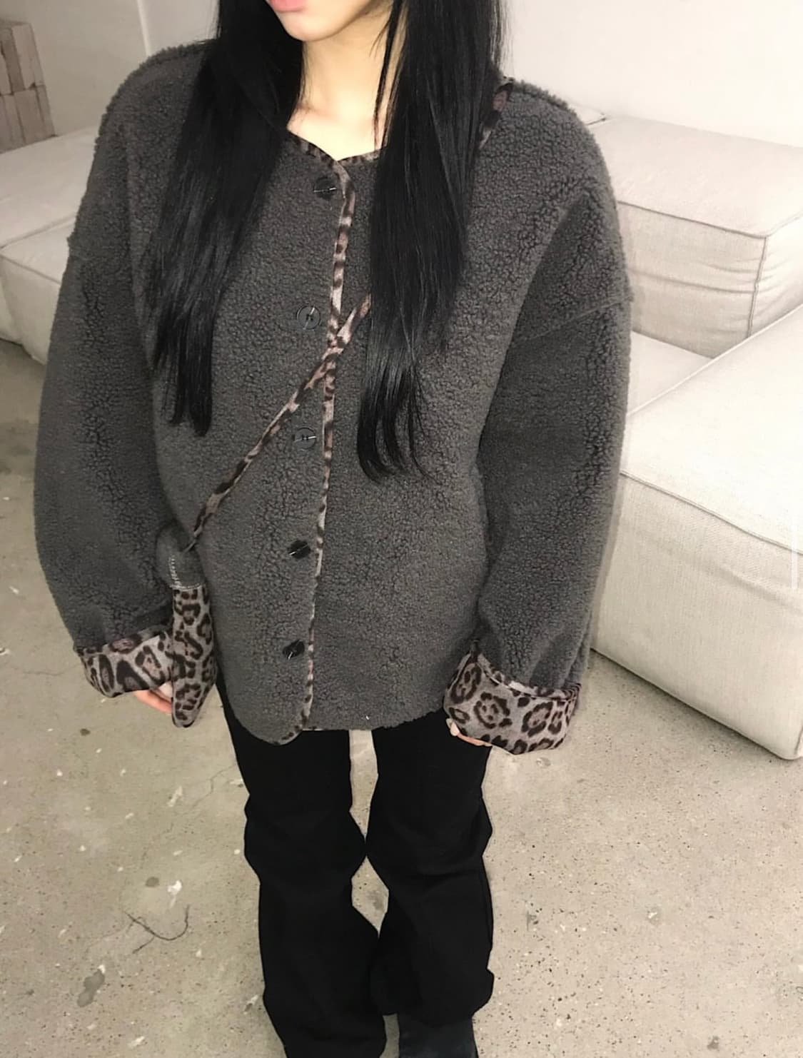 키레브 코지 레오파드 플리스 자켓 상품이미지1