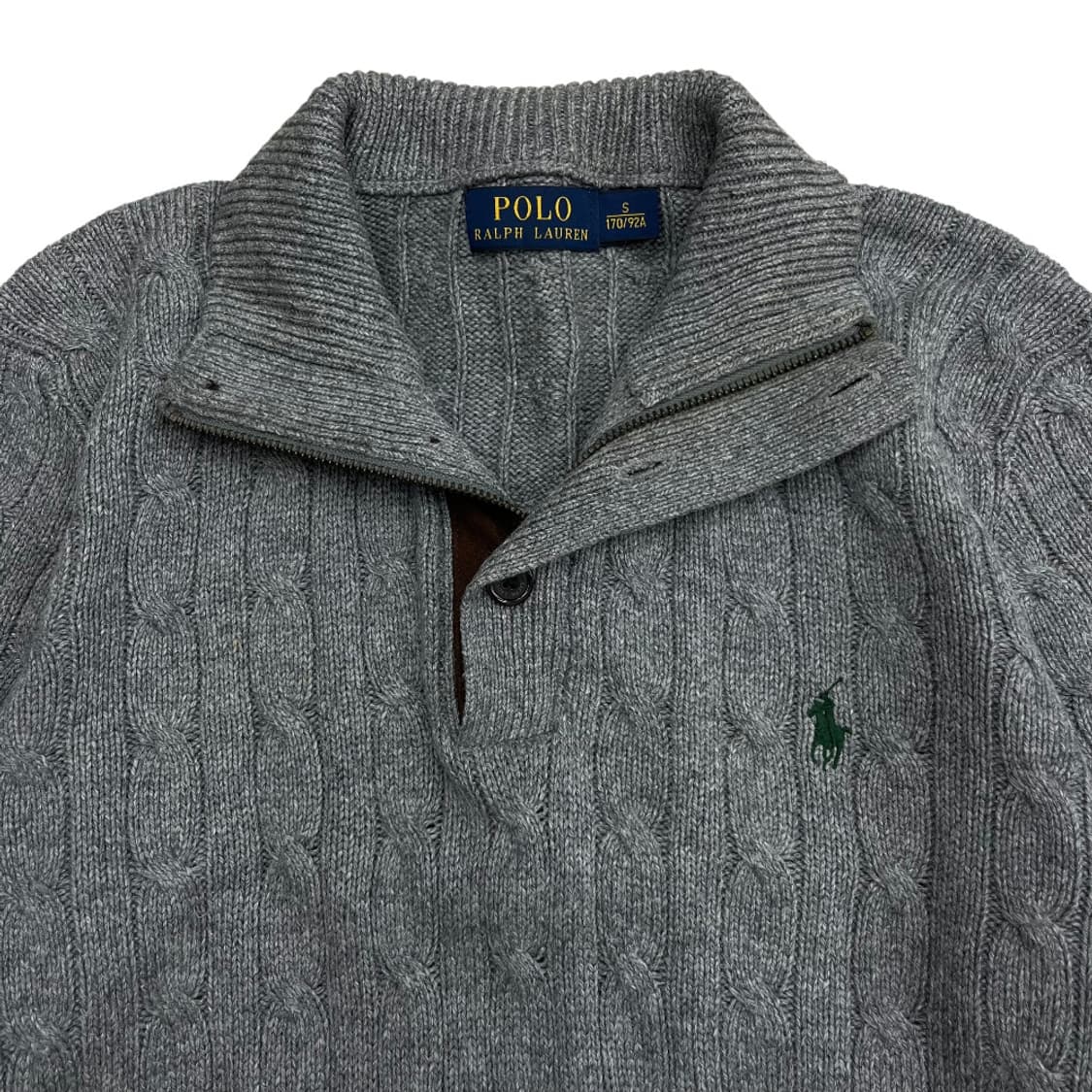 폴로 랄프로렌 딥그린포니 그레이 꽈배기 버튼 니트 S 상품이미지5