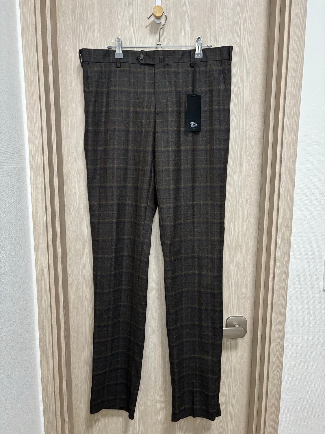 새상품)맨온더분 REDA 플란넬 체크 울팬츠50(34")/다크브라운 상품이미지1