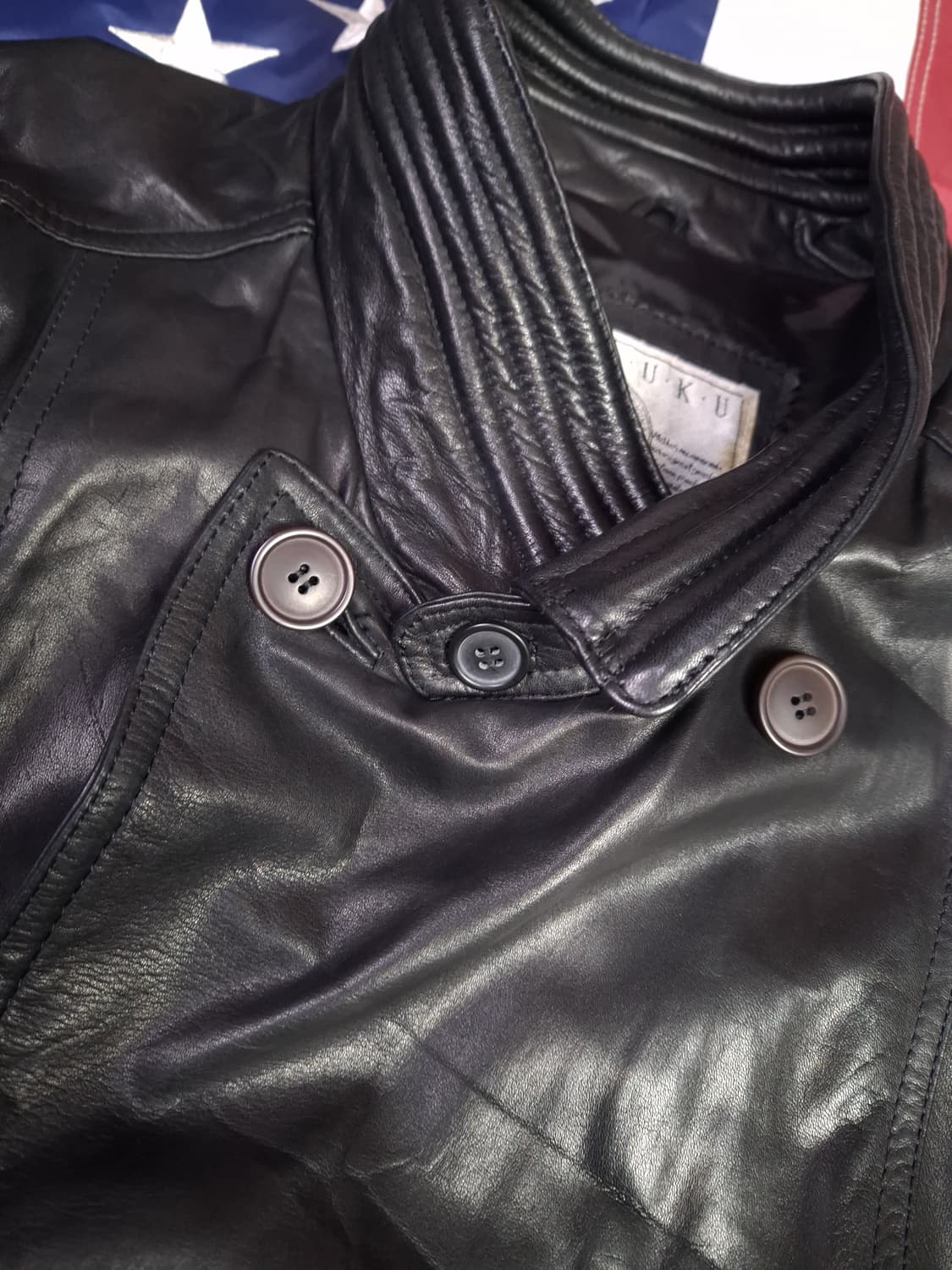 80'일본판 하라주쿠 리얼레더 더블 트렌치코트 상품이미지3