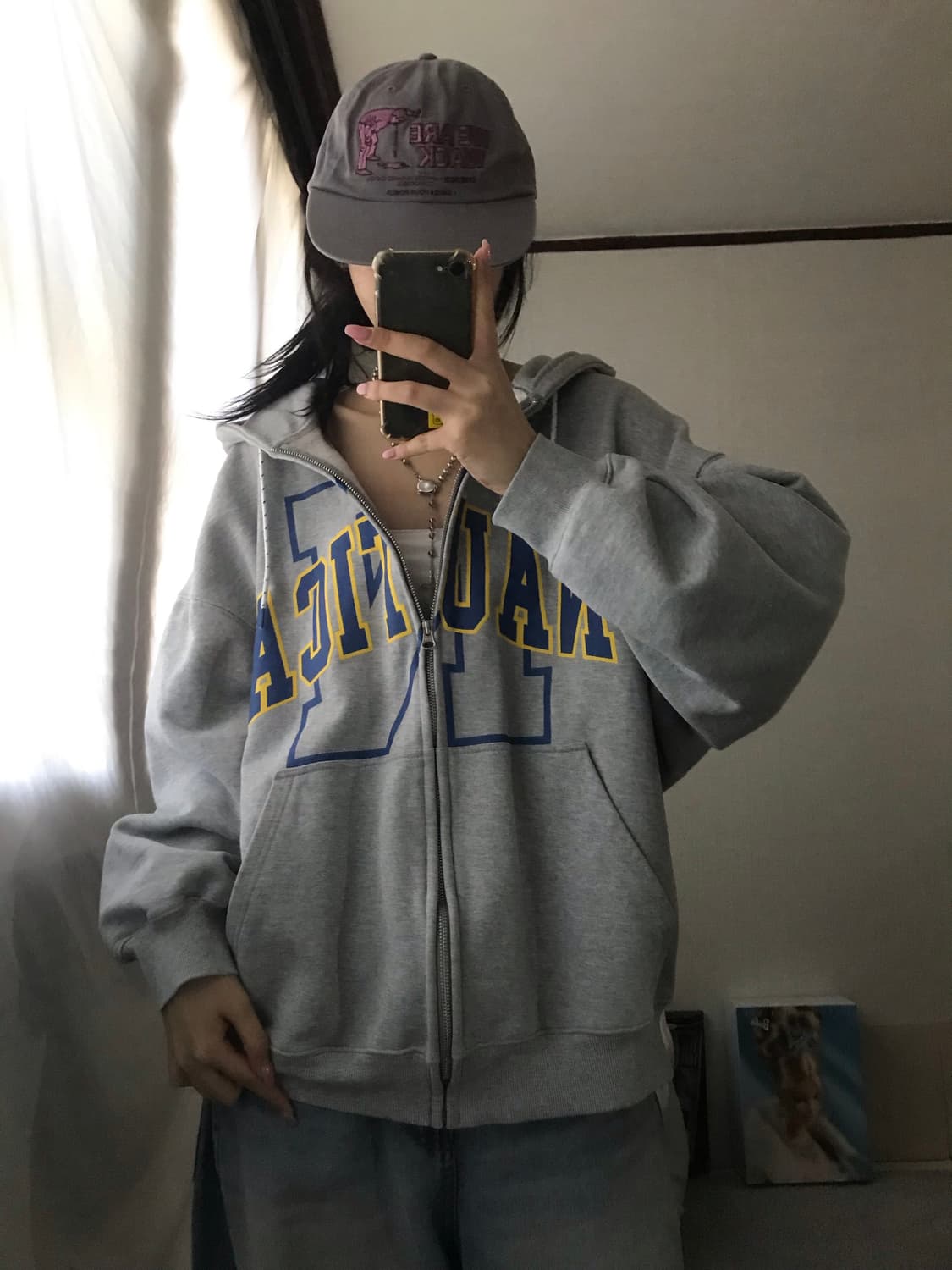 노티카 그레이 오버핏 후드집업 상품이미지7