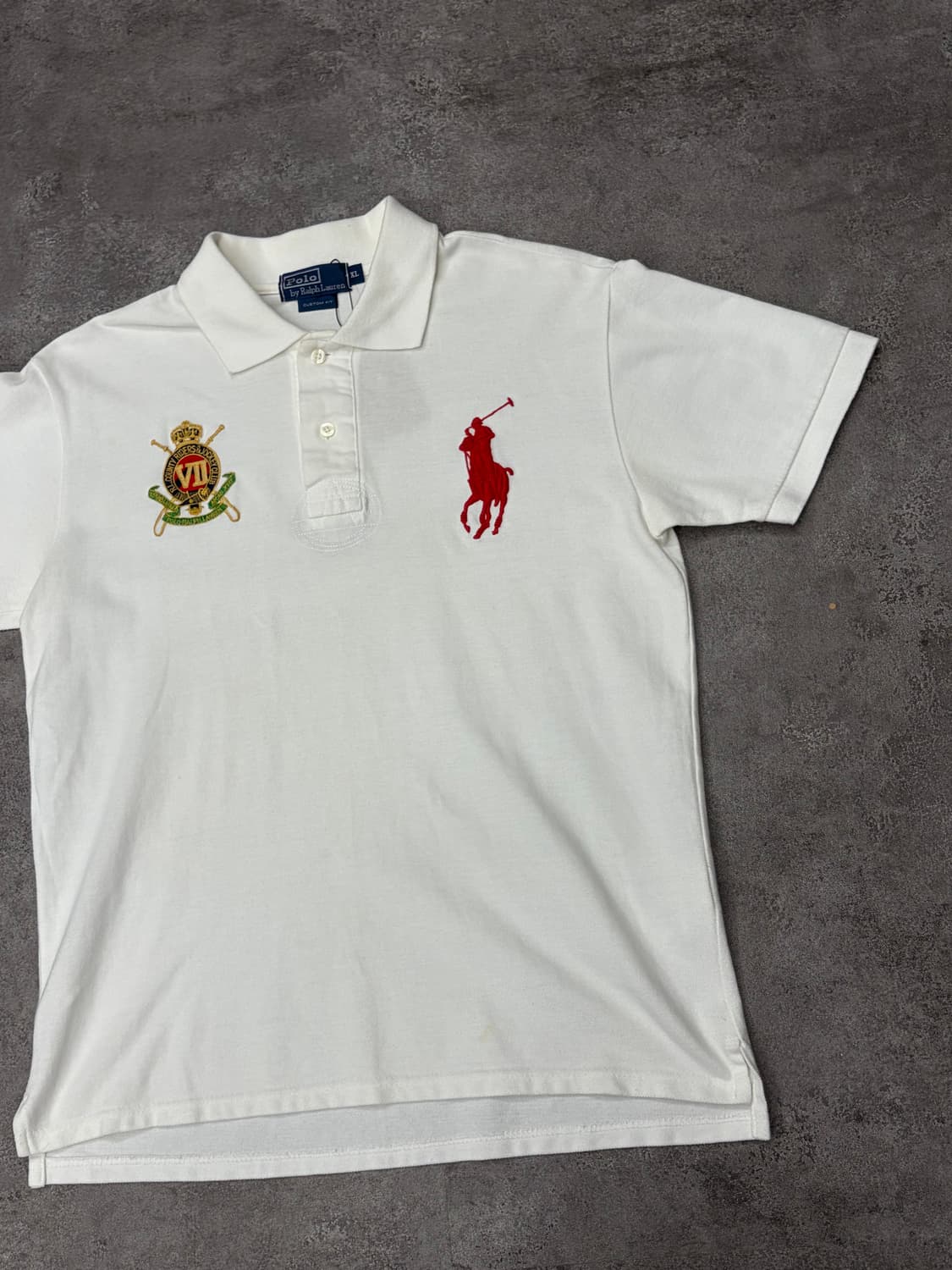 폴로 랄프로렌 빅포니 크레스트 로고 화이트 반팔 카라티 XL 상품이미지4