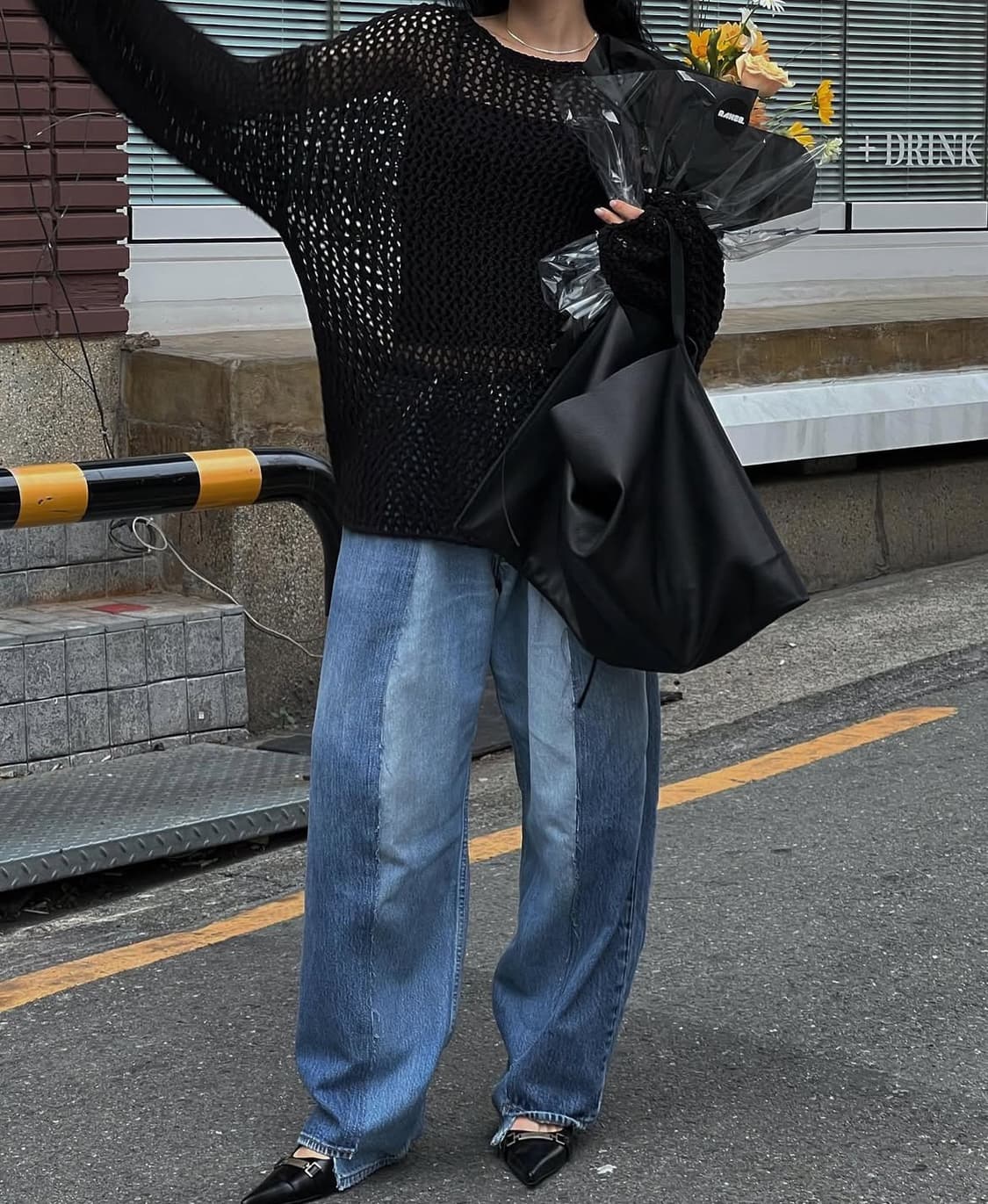 트리밍버드 Boat neck net knit [Black] 상품이미지3