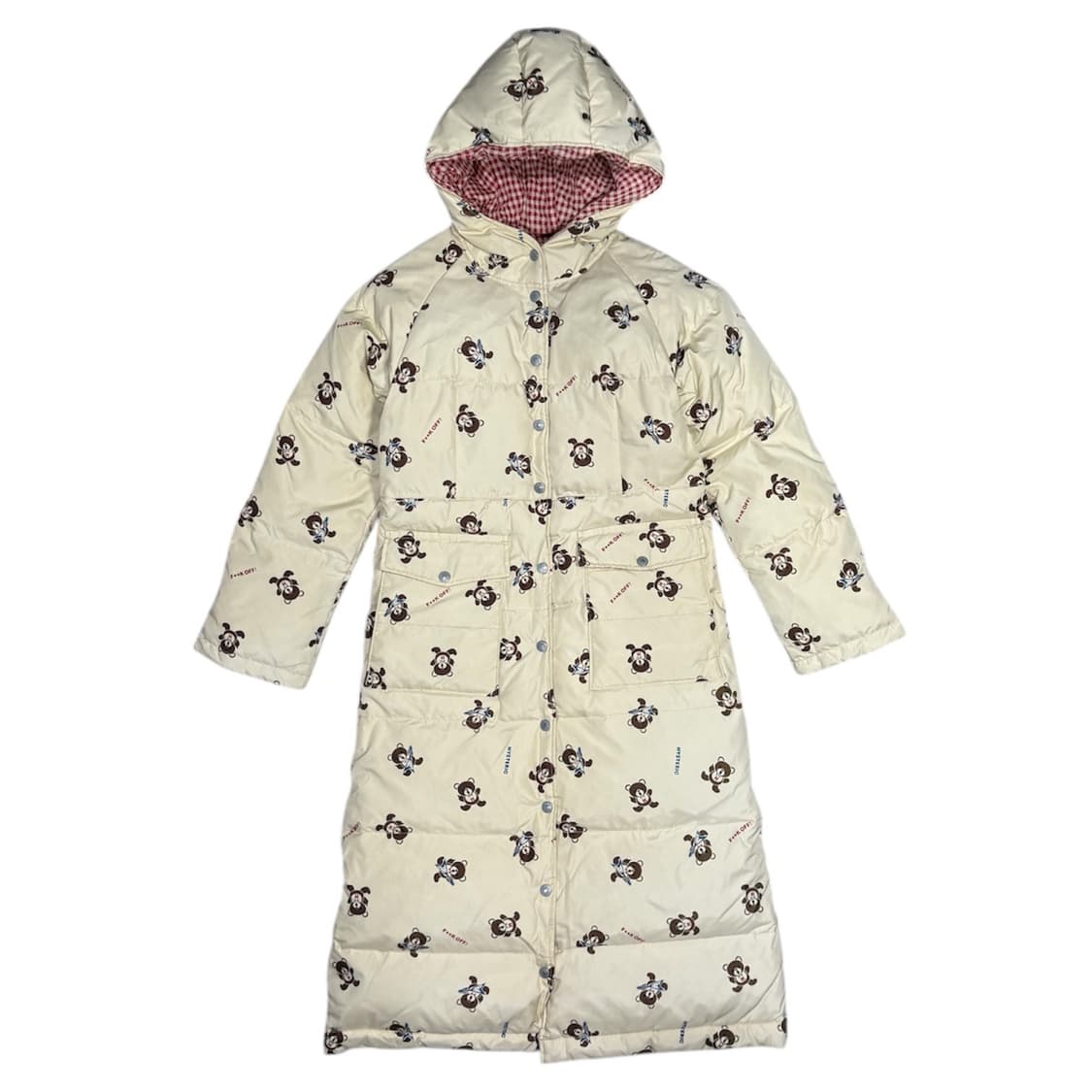 히스테릭 글래머 아카이브 퍽베어 패턴 오프화이트 색상 롱 패딩 자켓 상품이미지1