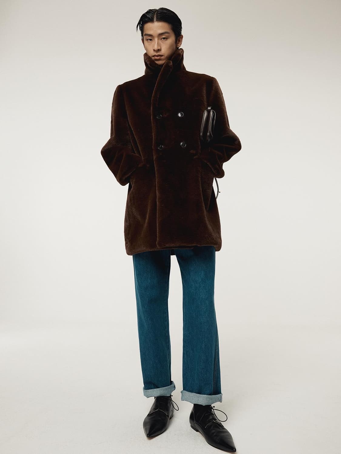렉토 25FW 폭스 퍼 하프코트 버건디 상품이미지4