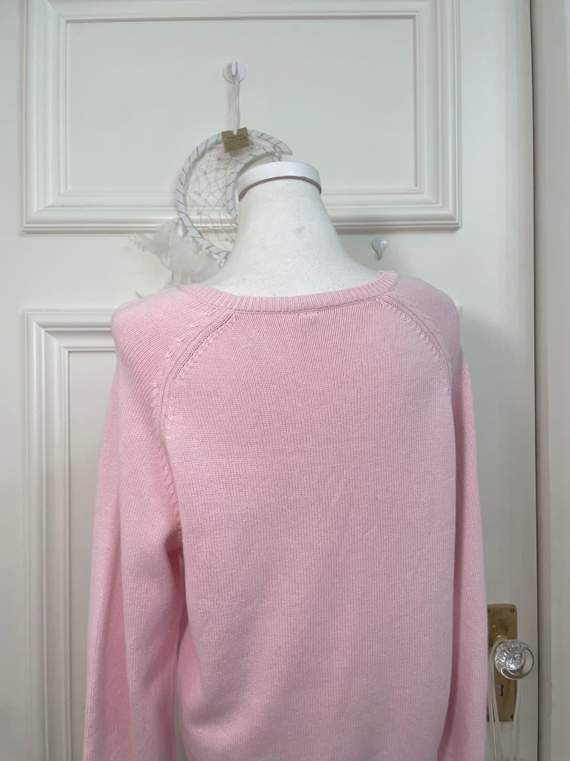 pink v-neck cotton basic sweater 상품이미지4