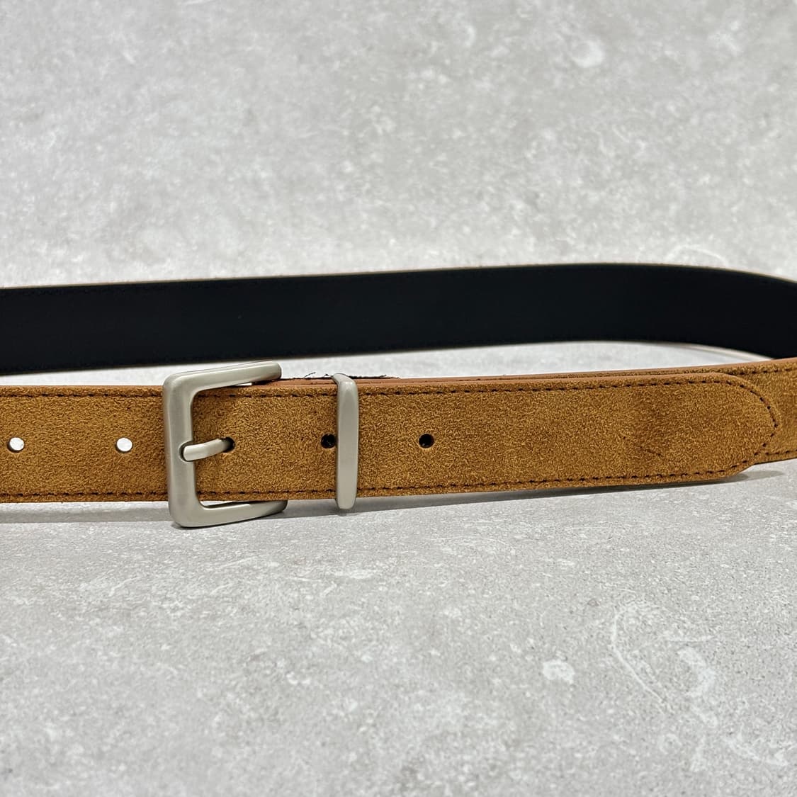 Oribell 새틴 실버 버클 이탈리아 스웨이드 소가죽 베이직 벨트 상품이미지4
