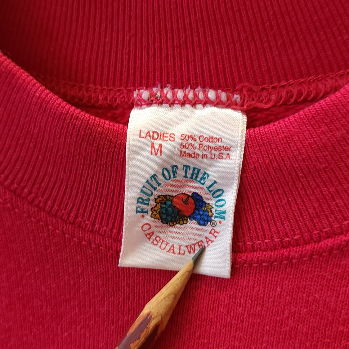 90s 프룻오브더룸 빈티지 스웻셔츠 플레인 스웻셔츠 비비드 레드 M 상품이미지5