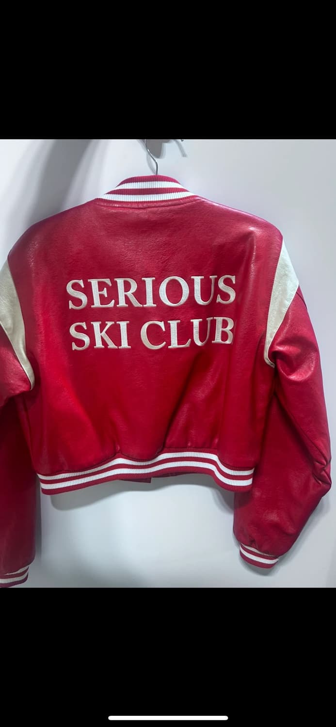 크랭크 크롭 바시티 레더 자켓  상품이미지2