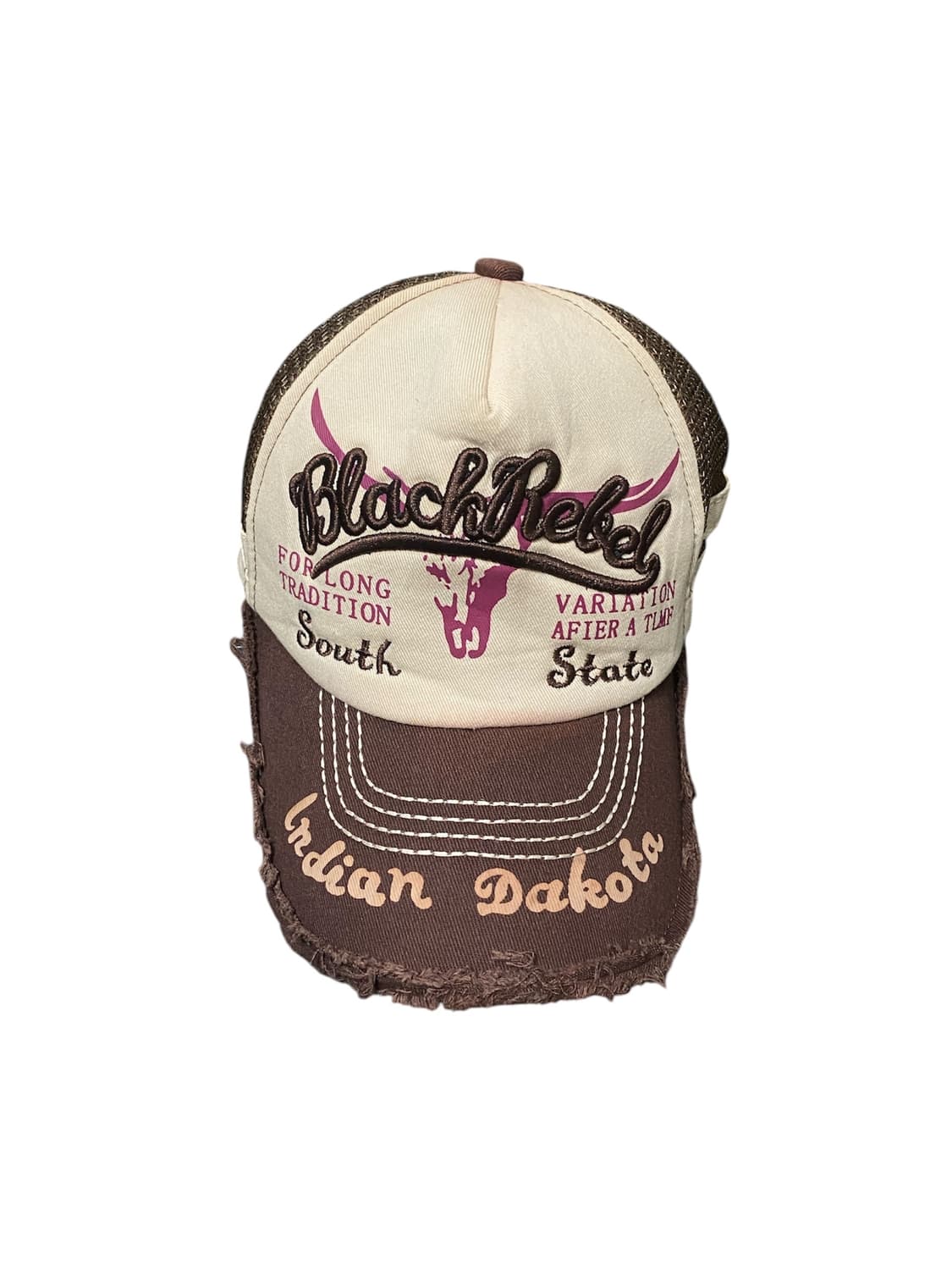 Japanese vtg y2k 자수 브라운 트러커캡 상품이미지1