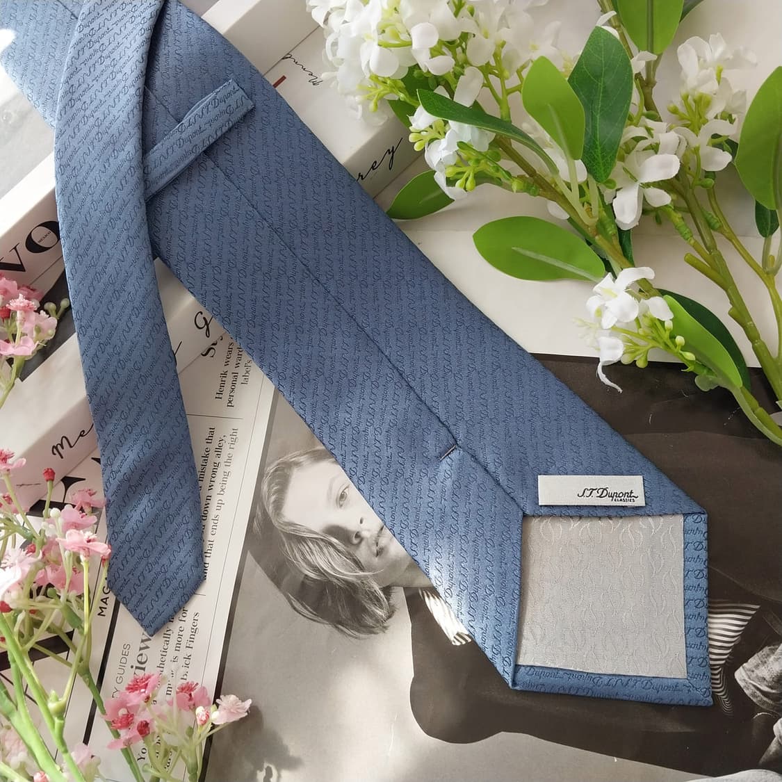 에스.티. 듀퐁 실크 로고 패턴 넥타이 8.7cm A+등급 K2357 상품이미지4