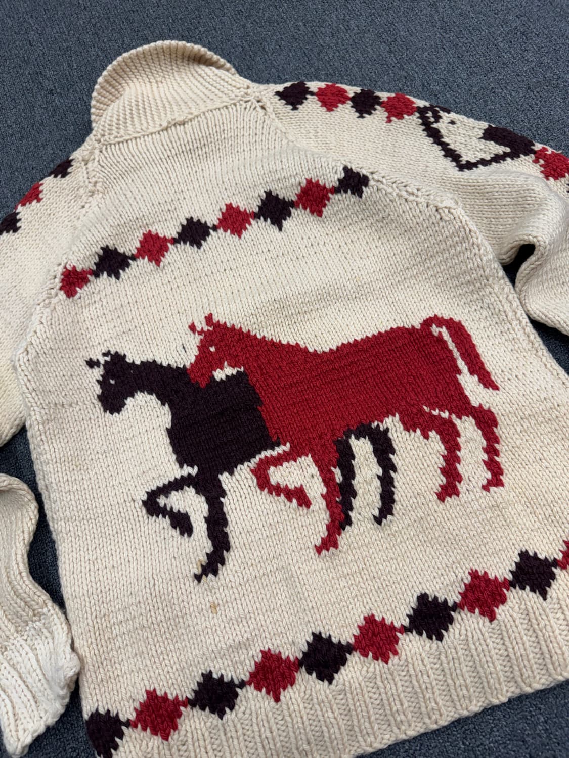 OS)60’s 빈티지 헤비 울 말 패턴 코위찬 가디건 상품이미지8