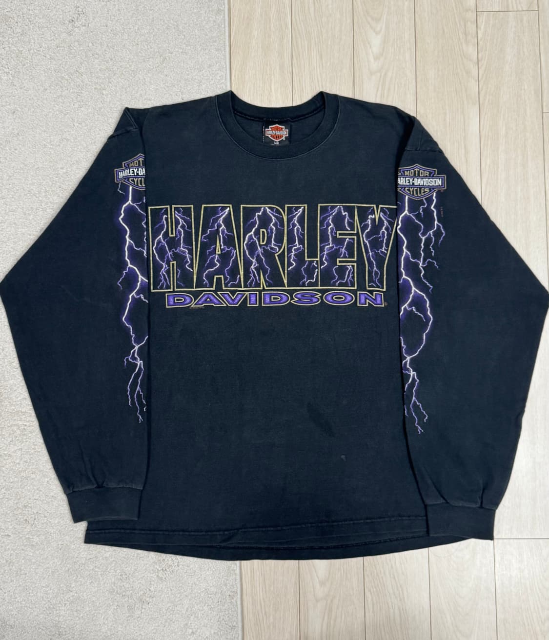 90s 빈티지 할리데이비슨 퍼플 라이트닝 롱슬리브 해 상품이미지3