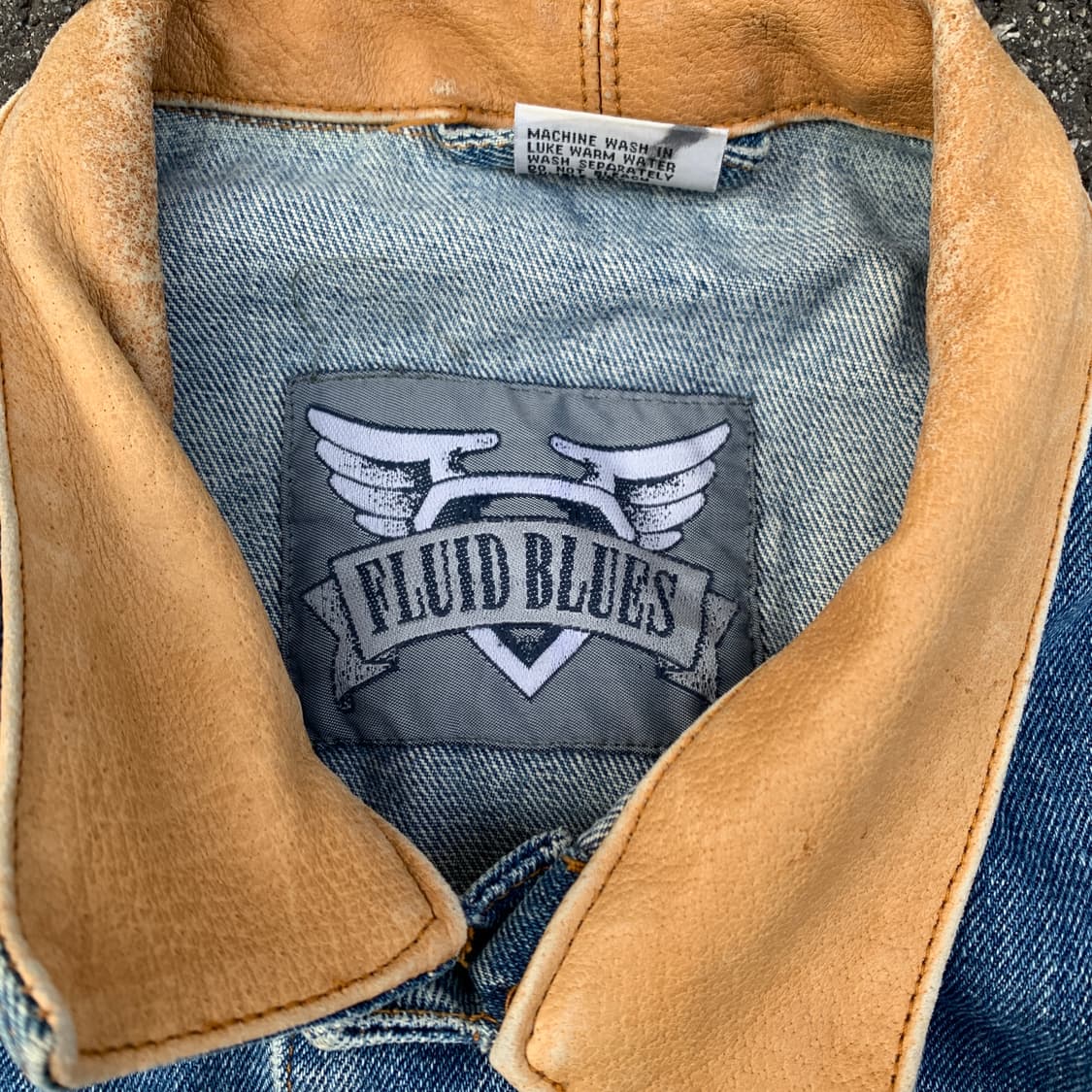 90s 아메리칸 빈티지 FLUID BLUES 데님 자켓 청자켓 XL 상품이미지3