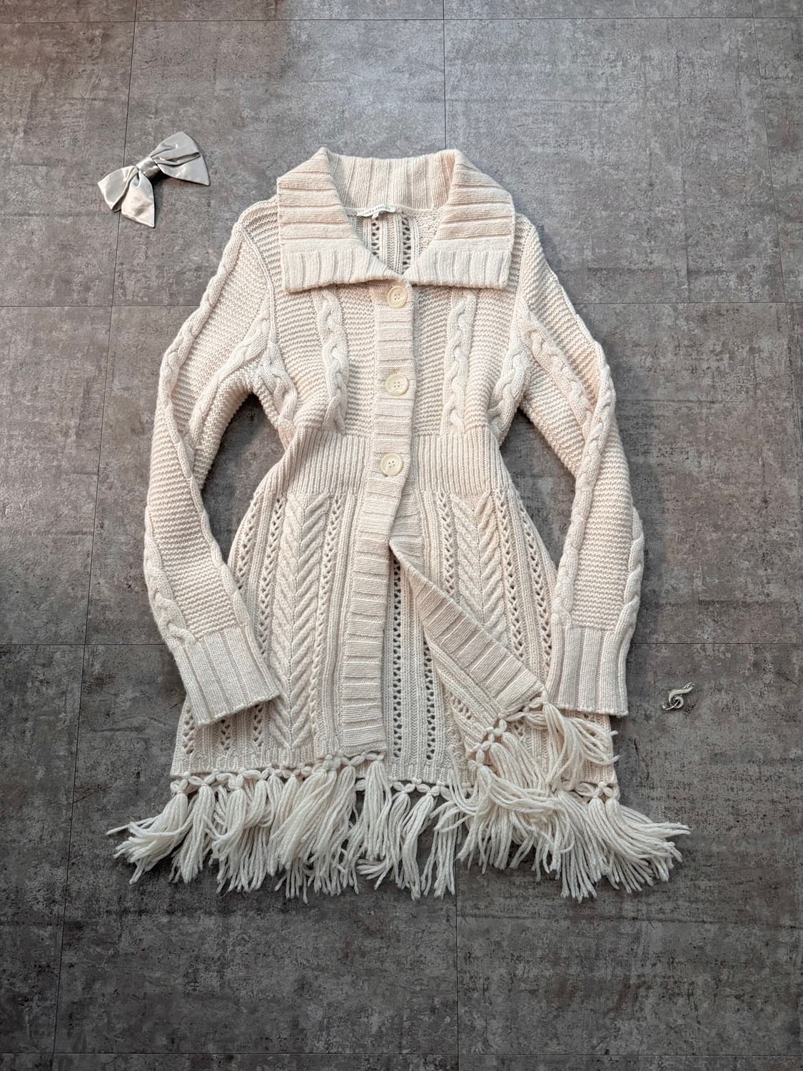 로라애슐리 수술 롱 버튼 니트 가디건 상품이미지2