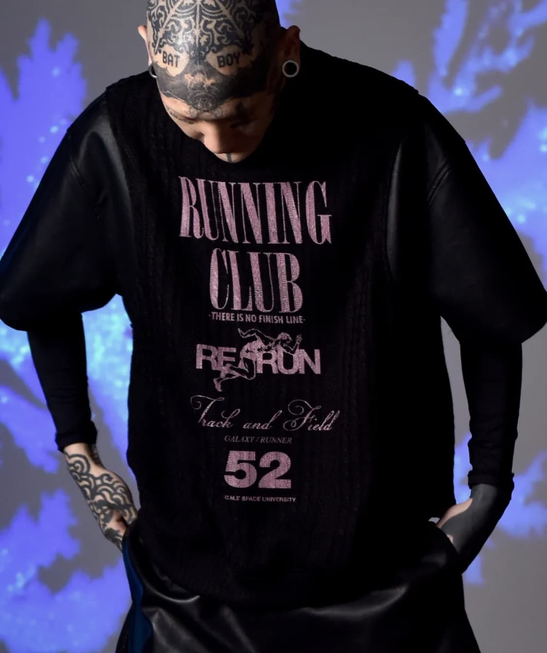 씨오엠이 레더 가죽 블랙 반팔 니트 L 상품이미지1