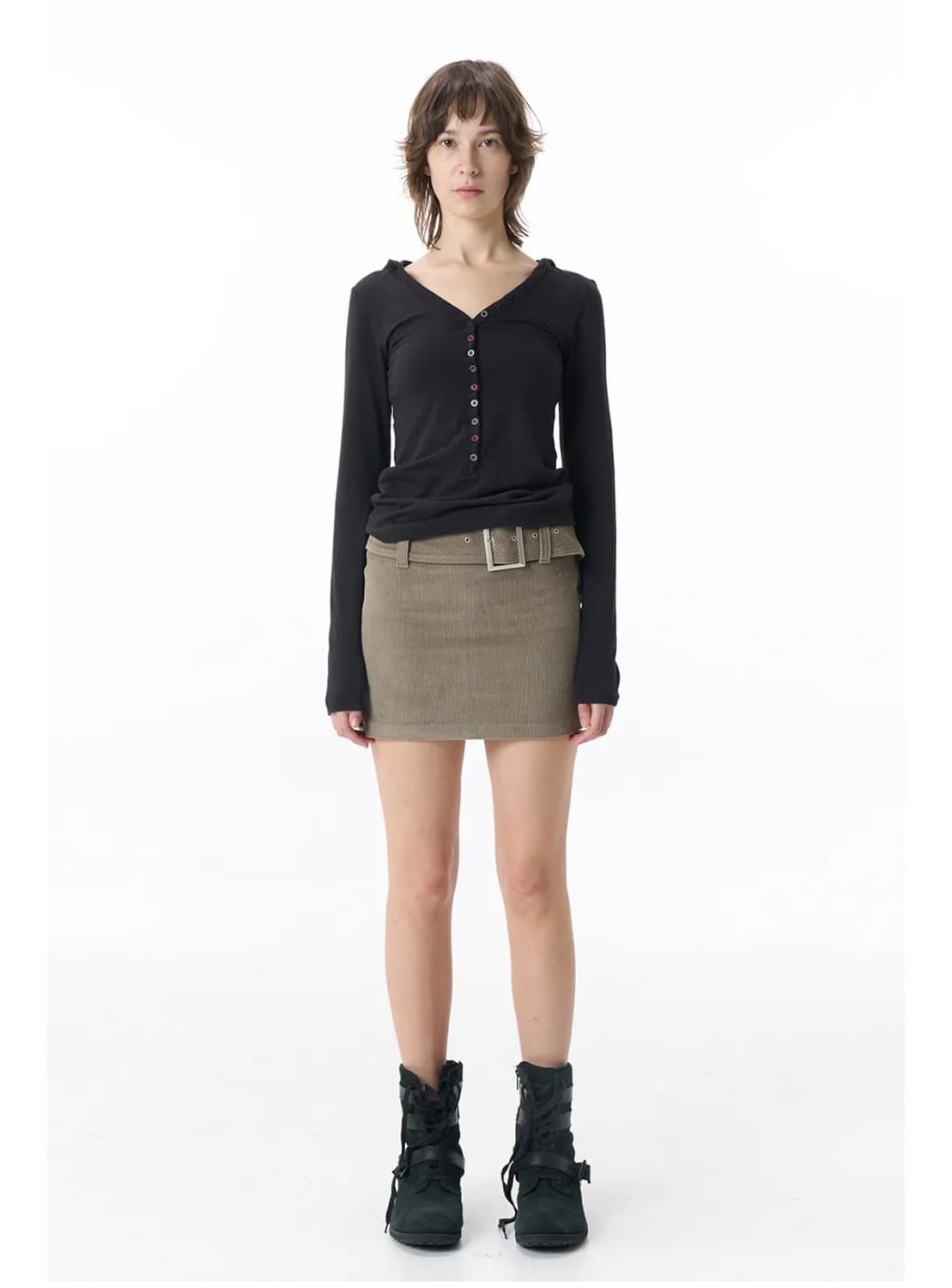 파히섬 버튼티셔츠 블랙 상품이미지2