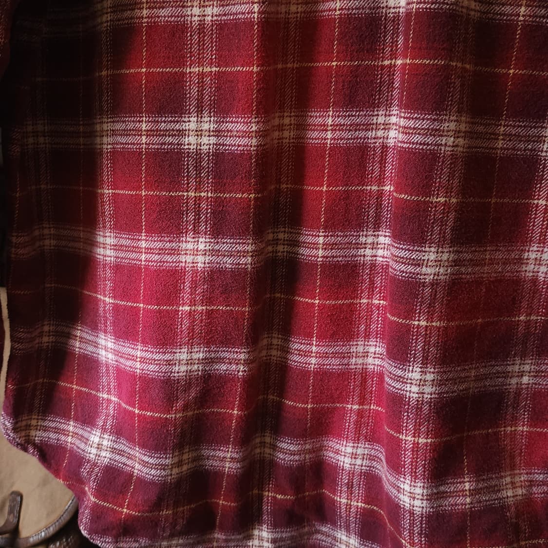 90s 빈티지 체크셔츠 헤비 플란넬 워크셔츠 썬페이딩 레드 xl 상품이미지8