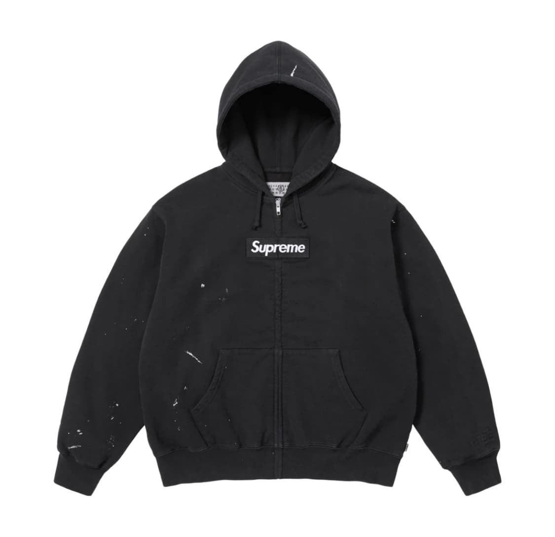 슈프림 x MM6 메종 마르지엘라 박스로고 집업 후드 스웨트셔츠 블랙 상품이미지1