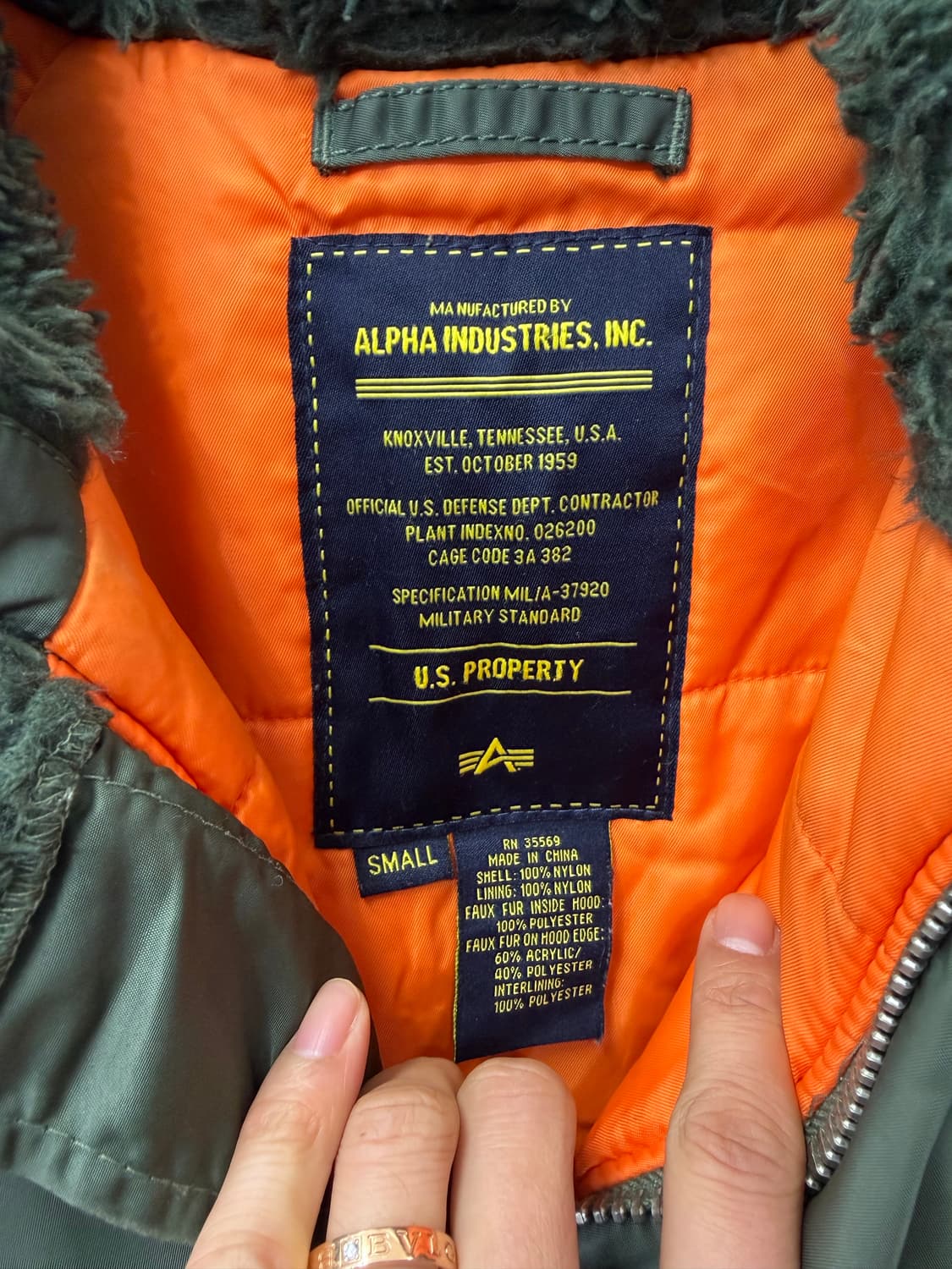 정품) 알파인더스트리 N-3B 항공 패딩 S 상품이미지8