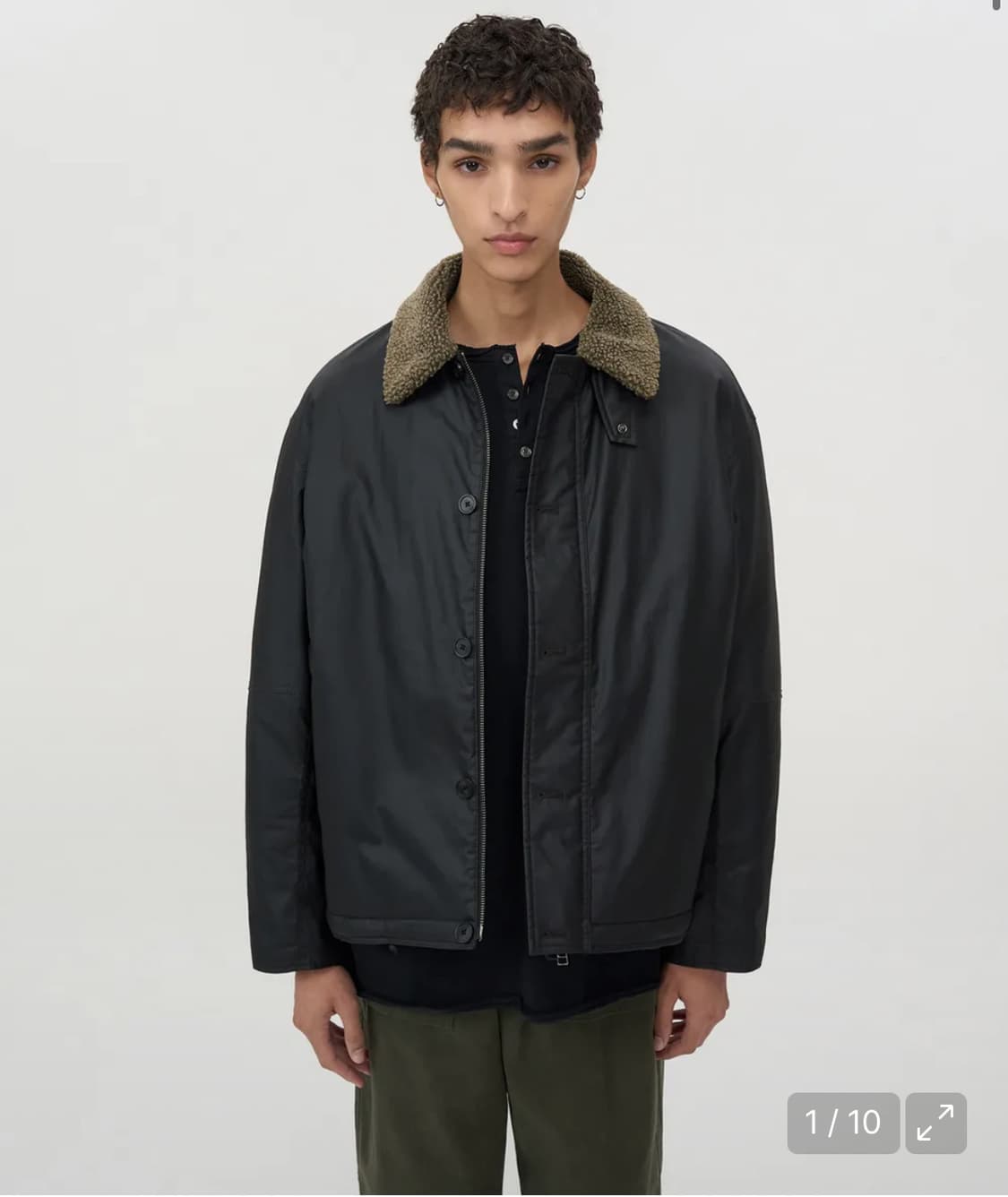 인사일런스 왁스드 코튼 시어링 덱자켓 L 상품이미지1