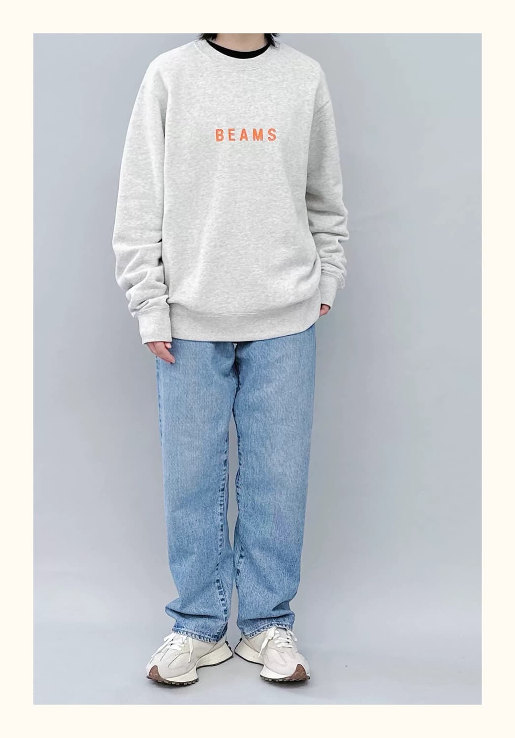 (남녀공용) BEAMS 빔즈 로고 베이직 맨투맨  상품이미지1