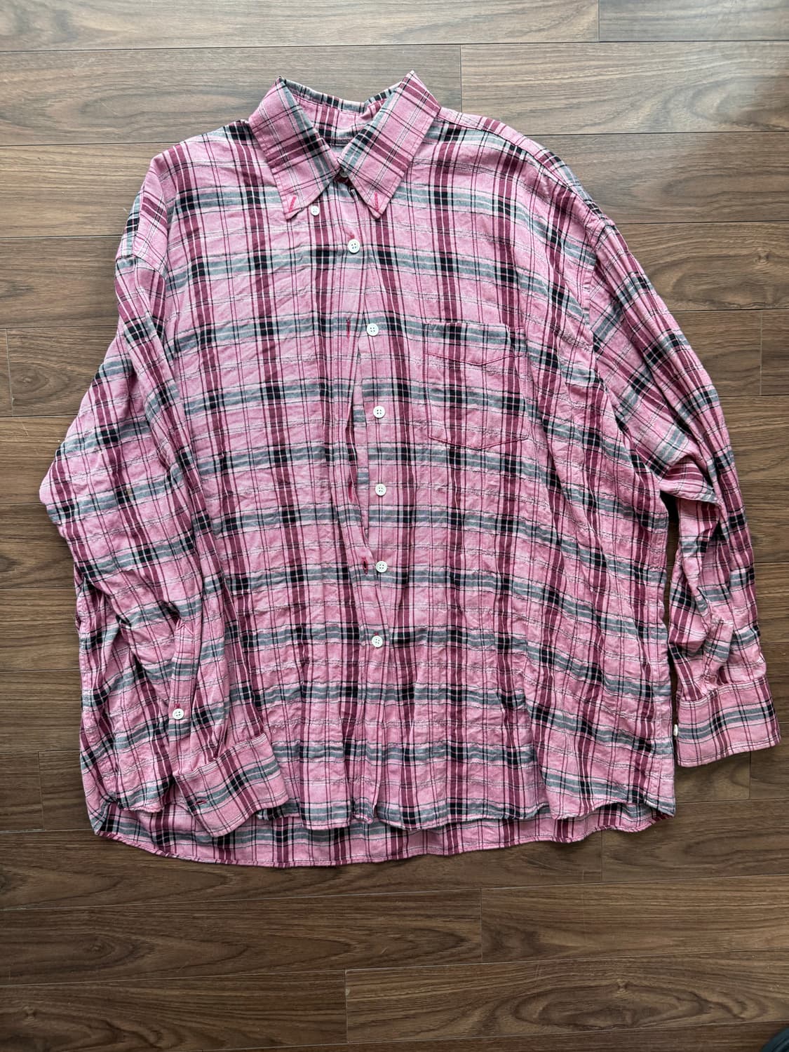 아워레가시 핑크체크셔츠 상품이미지1