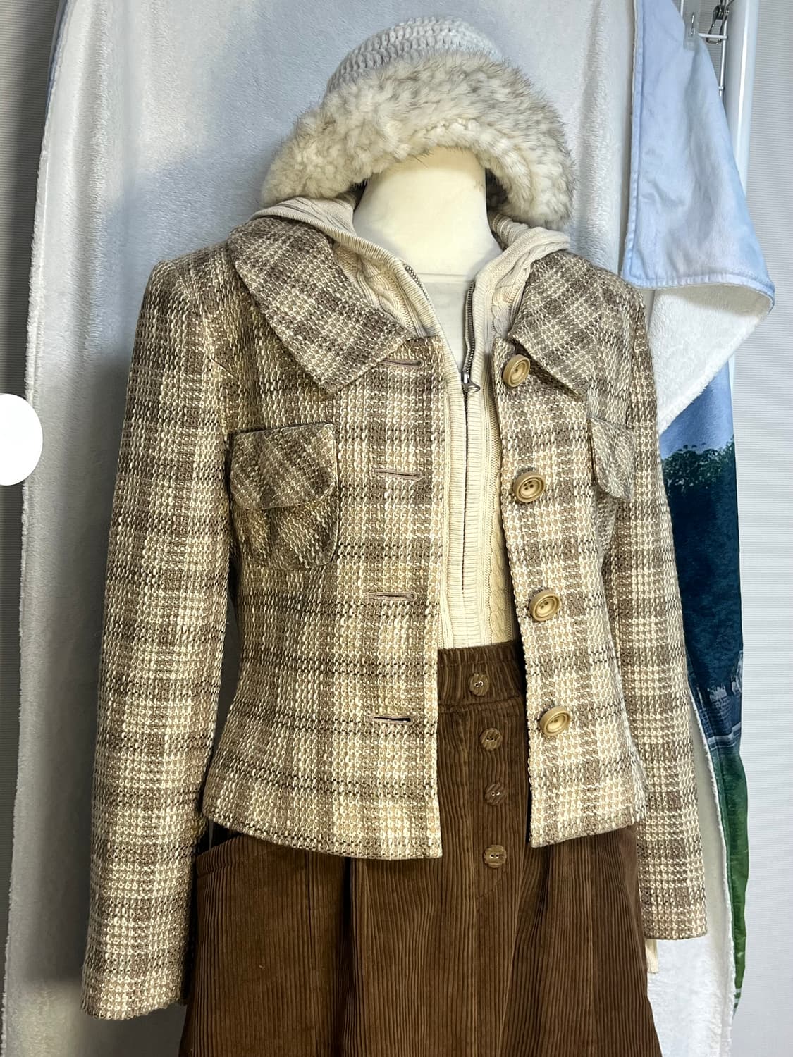 일본 빈티지 체크 울 자켓 상품이미지2