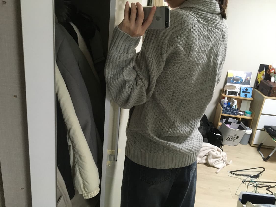 일본 빈티지🇯🇵버튼 와플 가디건 상품이미지5