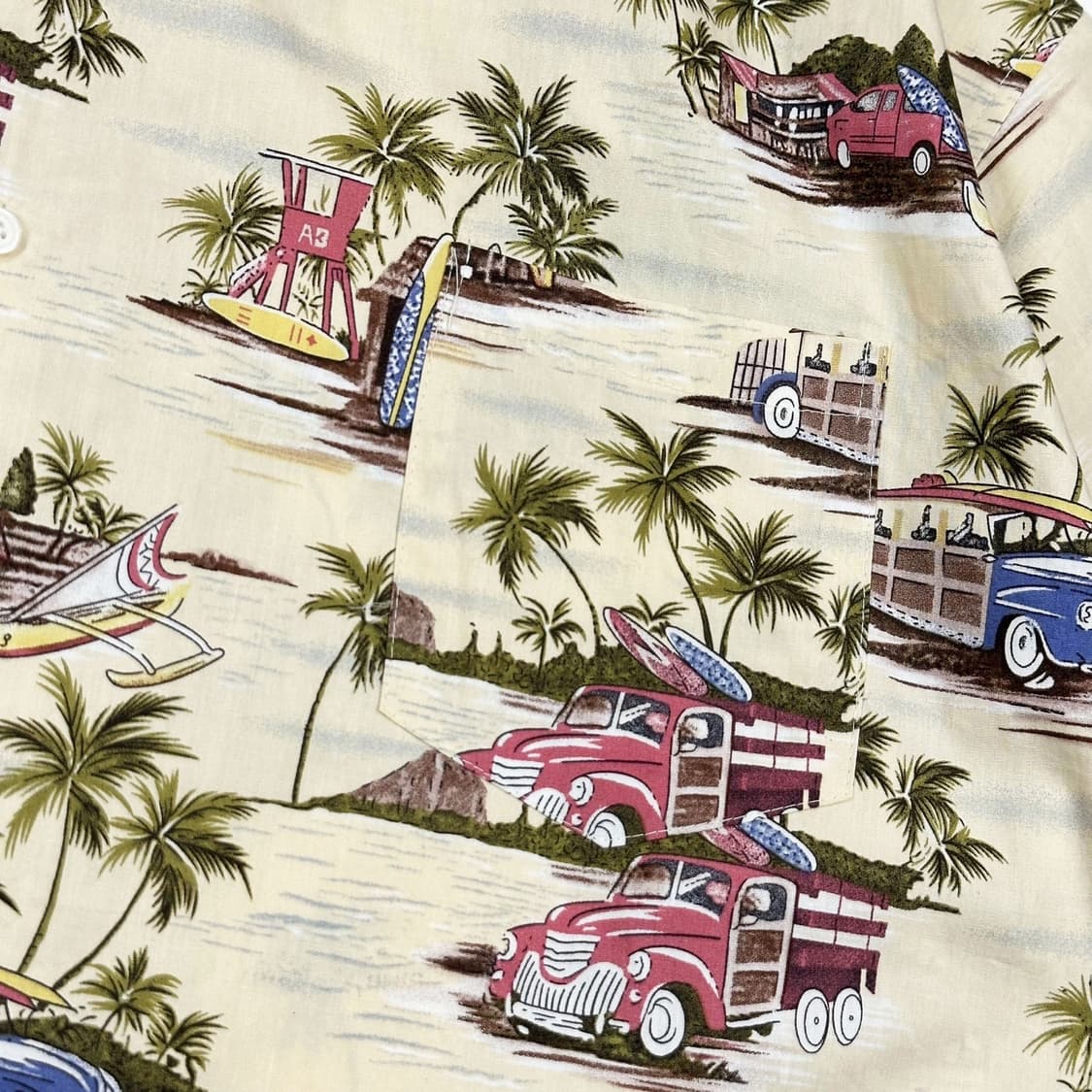VTG 빈티지 아이보리 하와이안 반팔 셔츠 (XXL) 상품이미지3