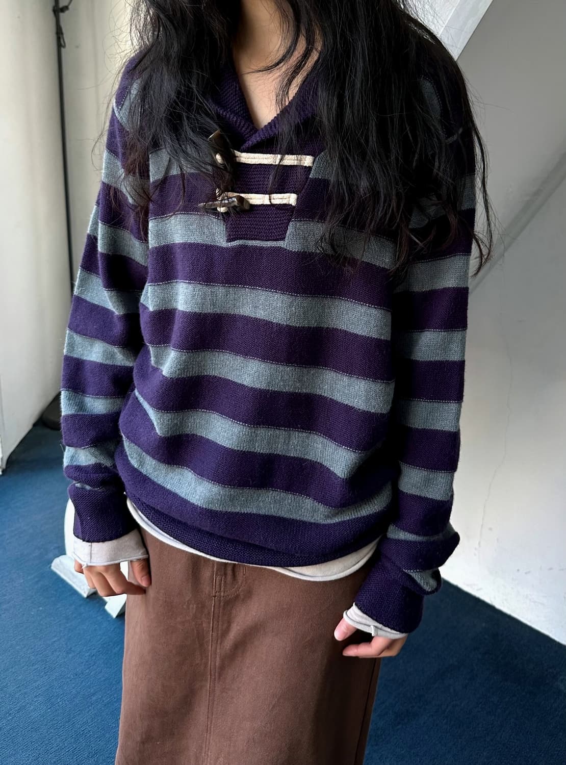 Design pattern shawl collar knit P/O 상품이미지10