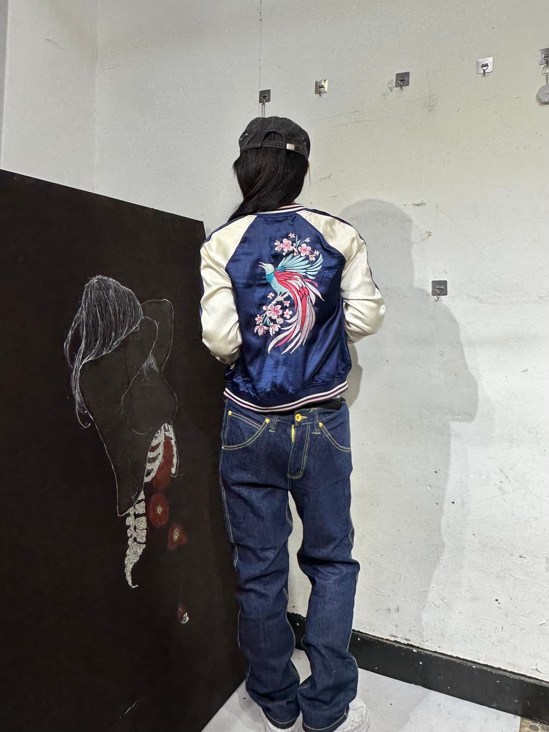 Jpn 일본빈티지 오리엔탈 네이비 꽃 스카잔 자켓 상품이미지3