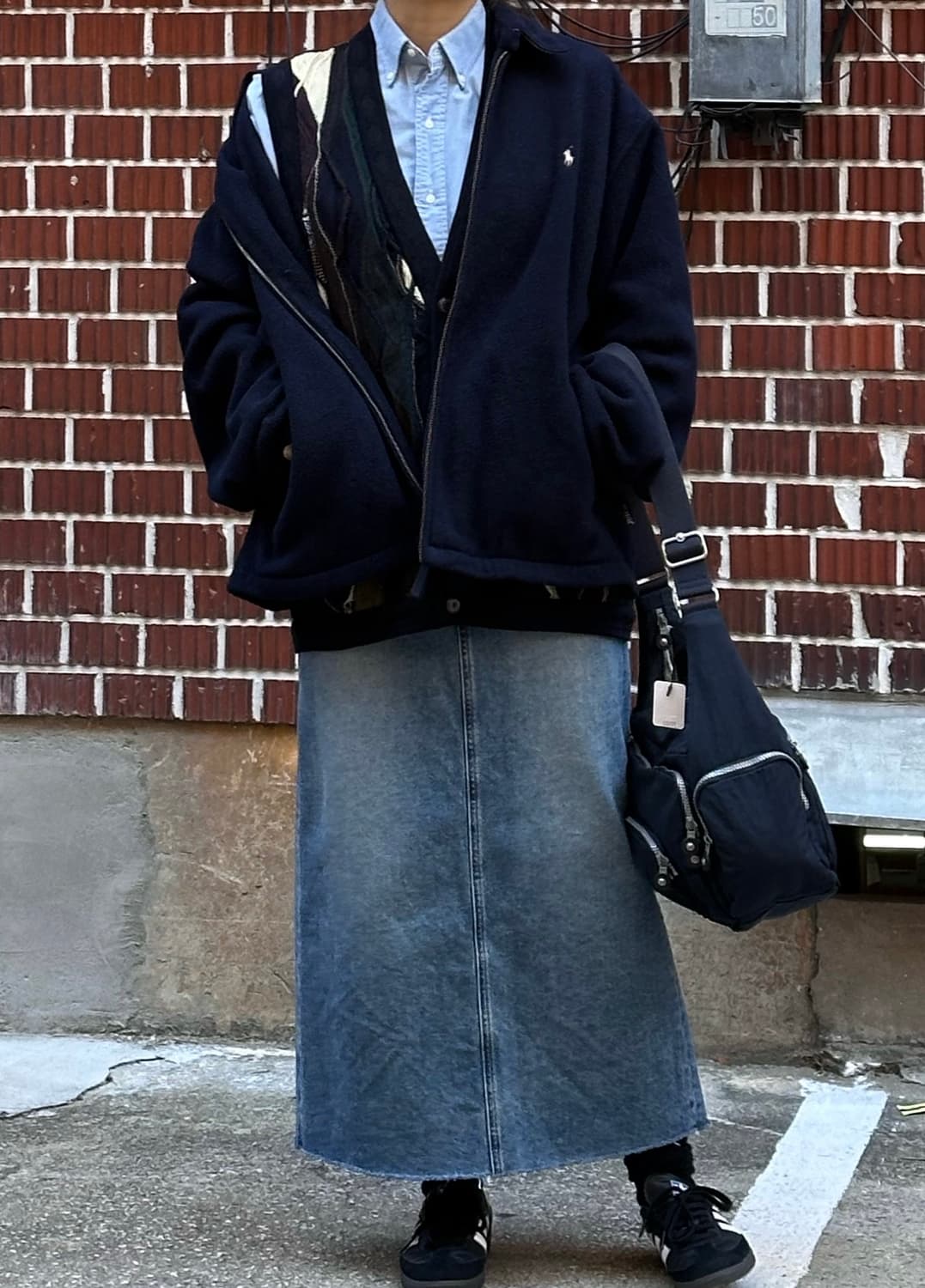 폴로 플리스 스윙톱 쿠지 케이블  베스트 폴로 셔츠 포니테일 데님스커트 상품이미지2