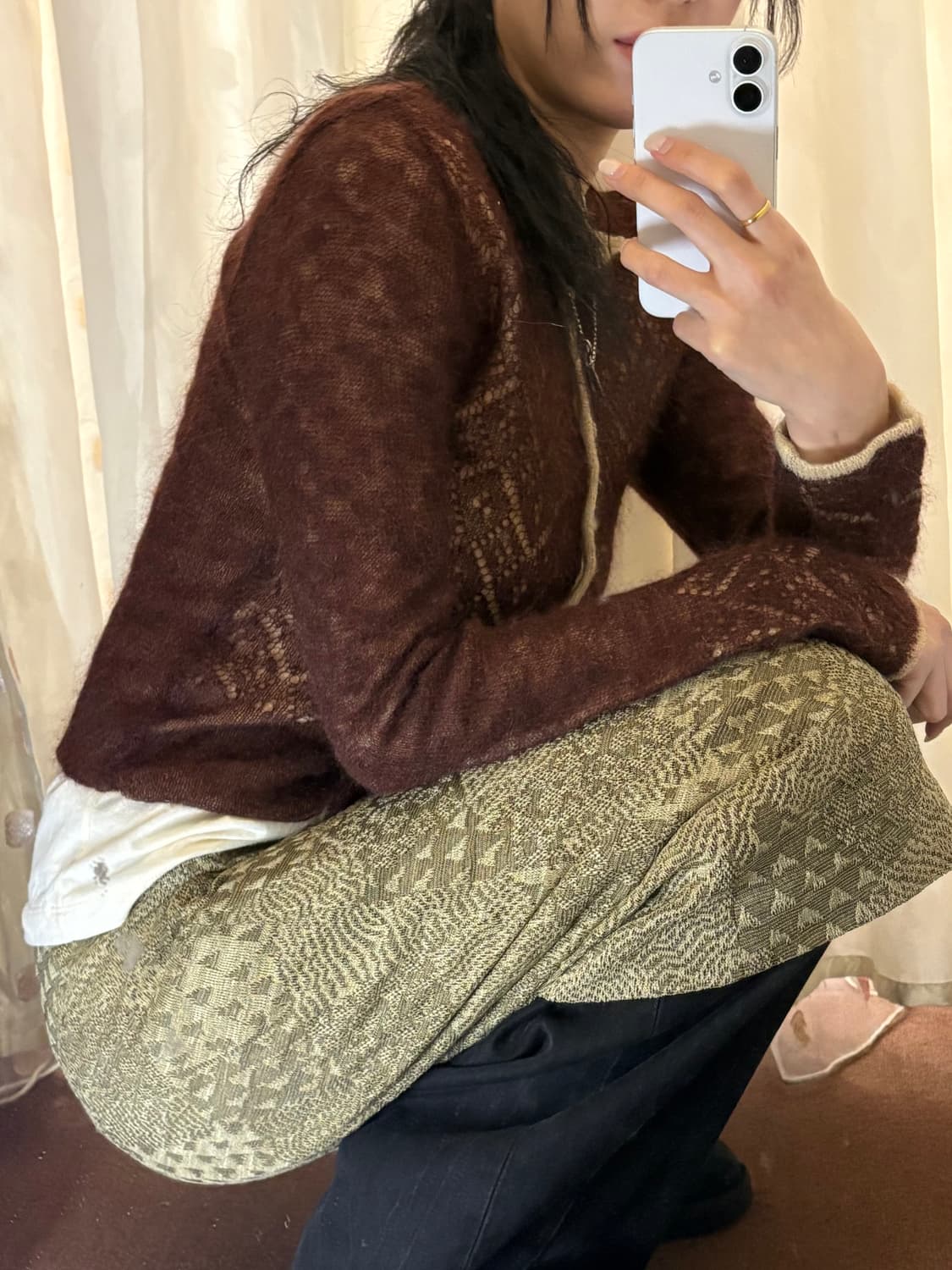 Japanese vintage patterned midi skirt 상품이미지4