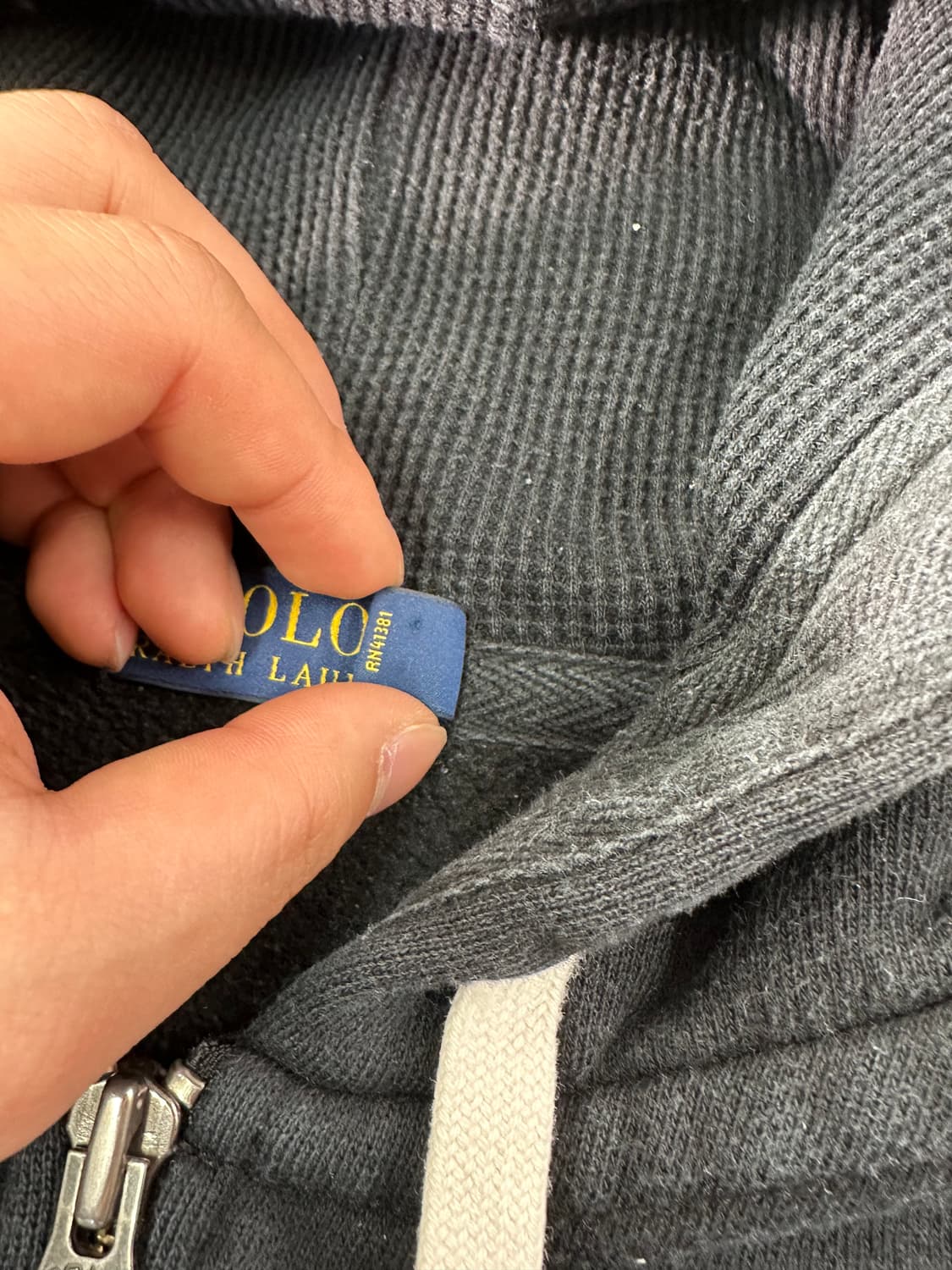 100 폴로랄프로렌 와플 블랙 후드집업 상품이미지4