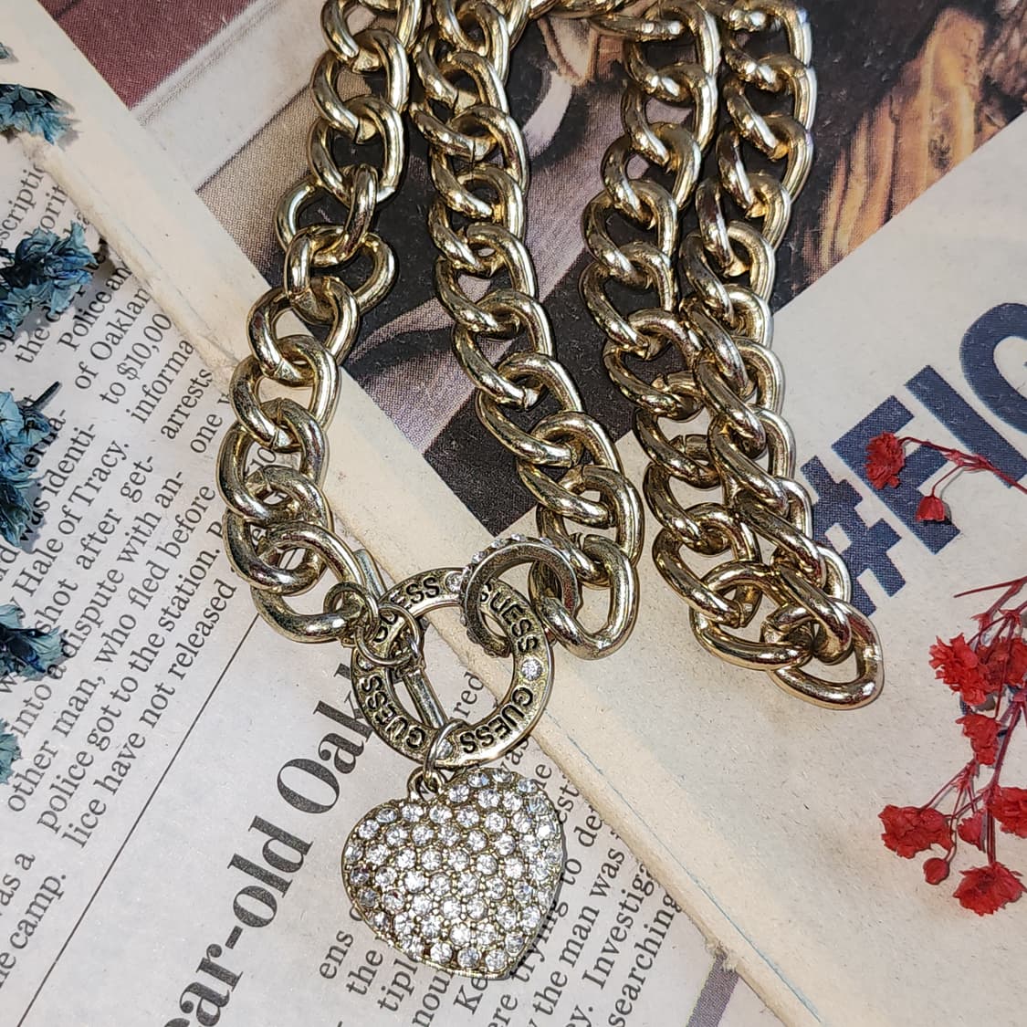 90s 프랑스 빈티지 쥬얼리 게스 볼륨 체인 스테이트먼트 목걸이 상품이미지5