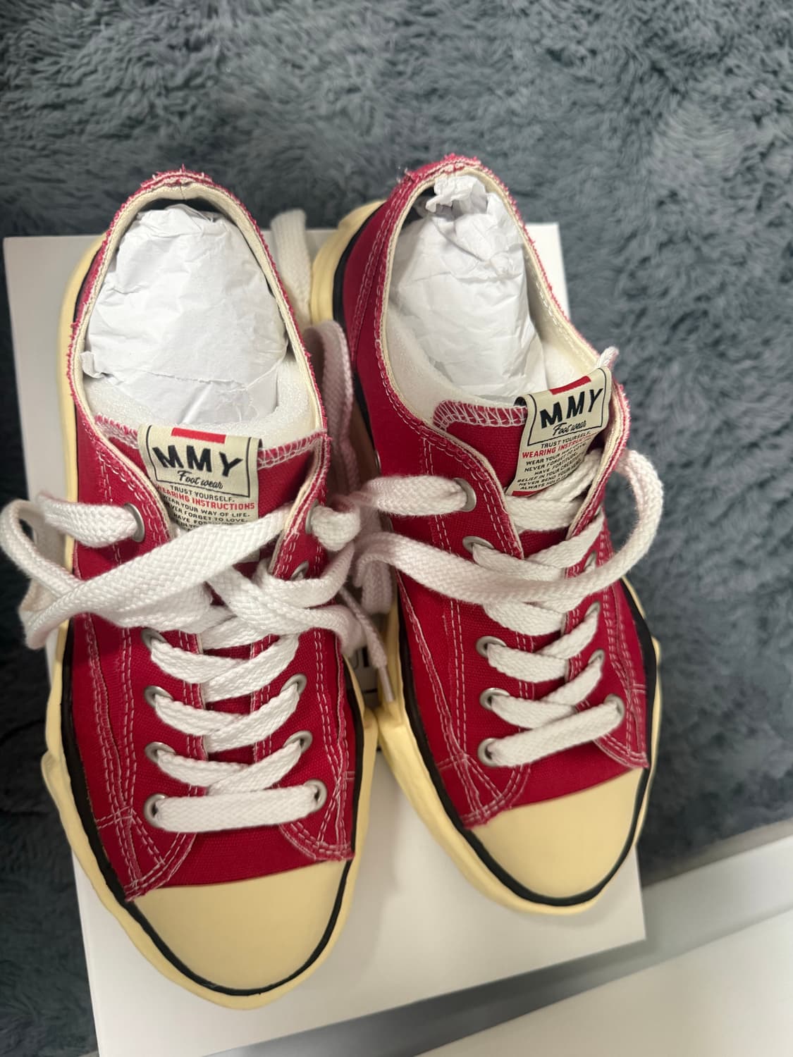 ( 43 )메종 미하라 야스히로 피터슨 OG 솔 캔버스 로우탑 레드 상품이미지5