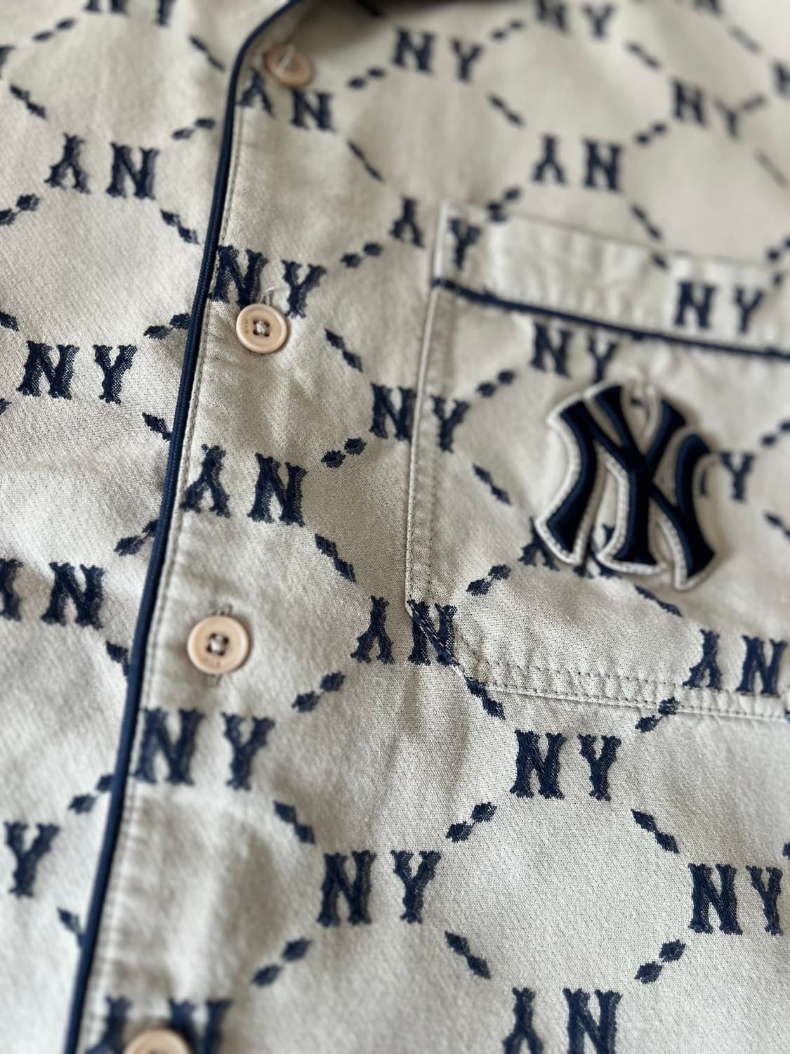 엠엘비　다이아 모노그램 코튼 자카드 반팔 셔츠 NY  상품이미지4