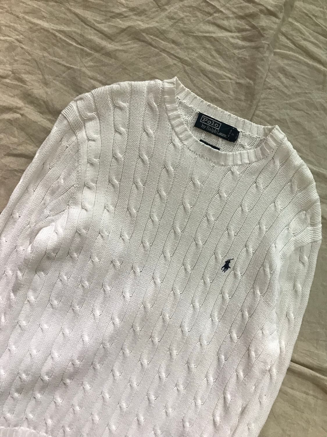 폴로 랄프로렌 포니 로고 화이트 케이블 니트 상품이미지6