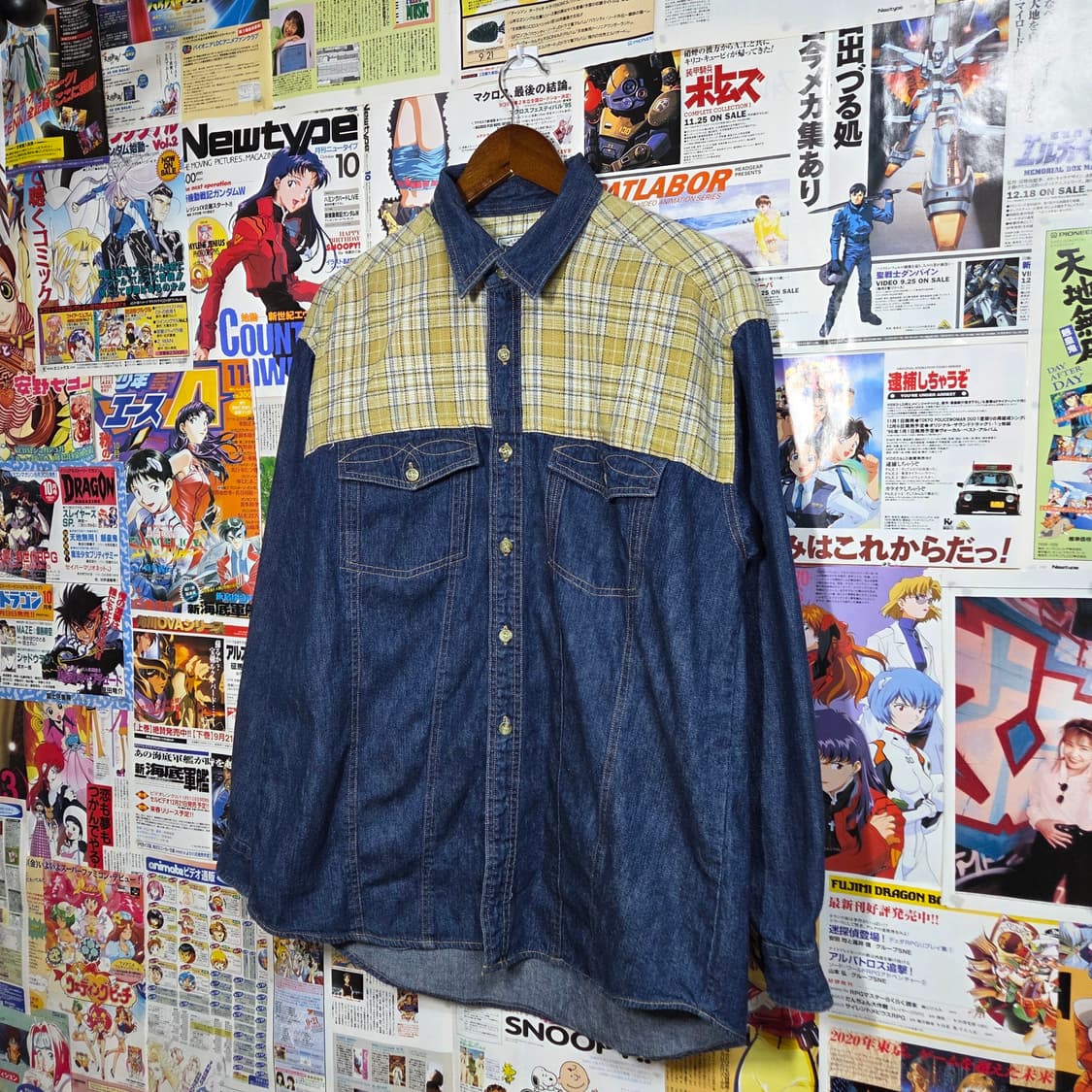 JPN 타탄 체크 웨스턴 스티치 데님 셔츠 상품이미지2