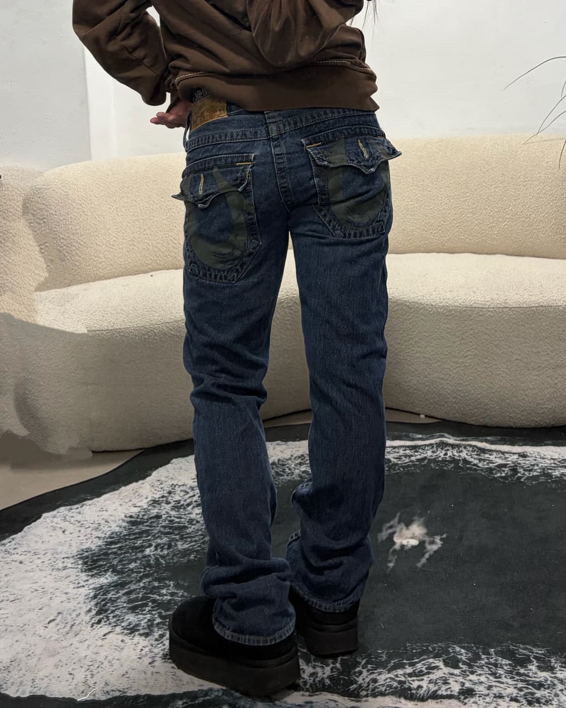 90s TRUERELIGION 데님 스티치 로우라이즈팬츠 상품이미지2