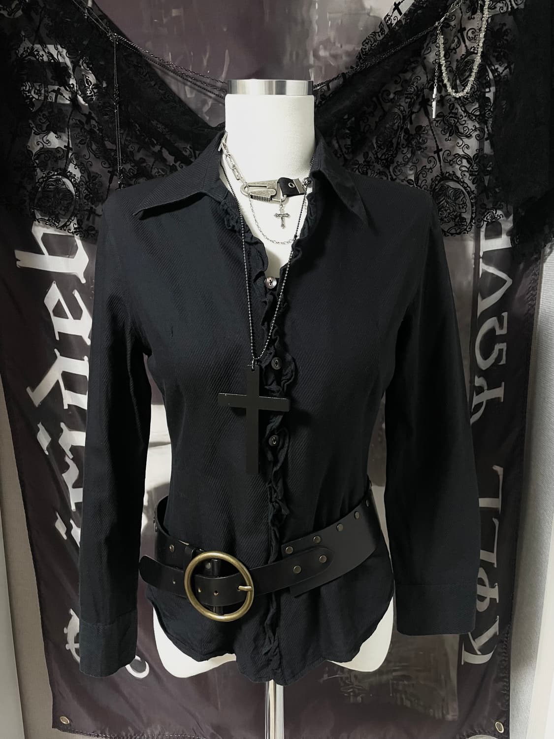 Gothic frill shirt 프릴 슬림 셔츠 나폴레옹st핀터레스트 상품이미지2