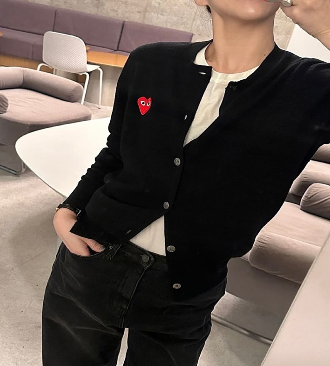 꼼데가르송 레드와펜 가디건 상품이미지1