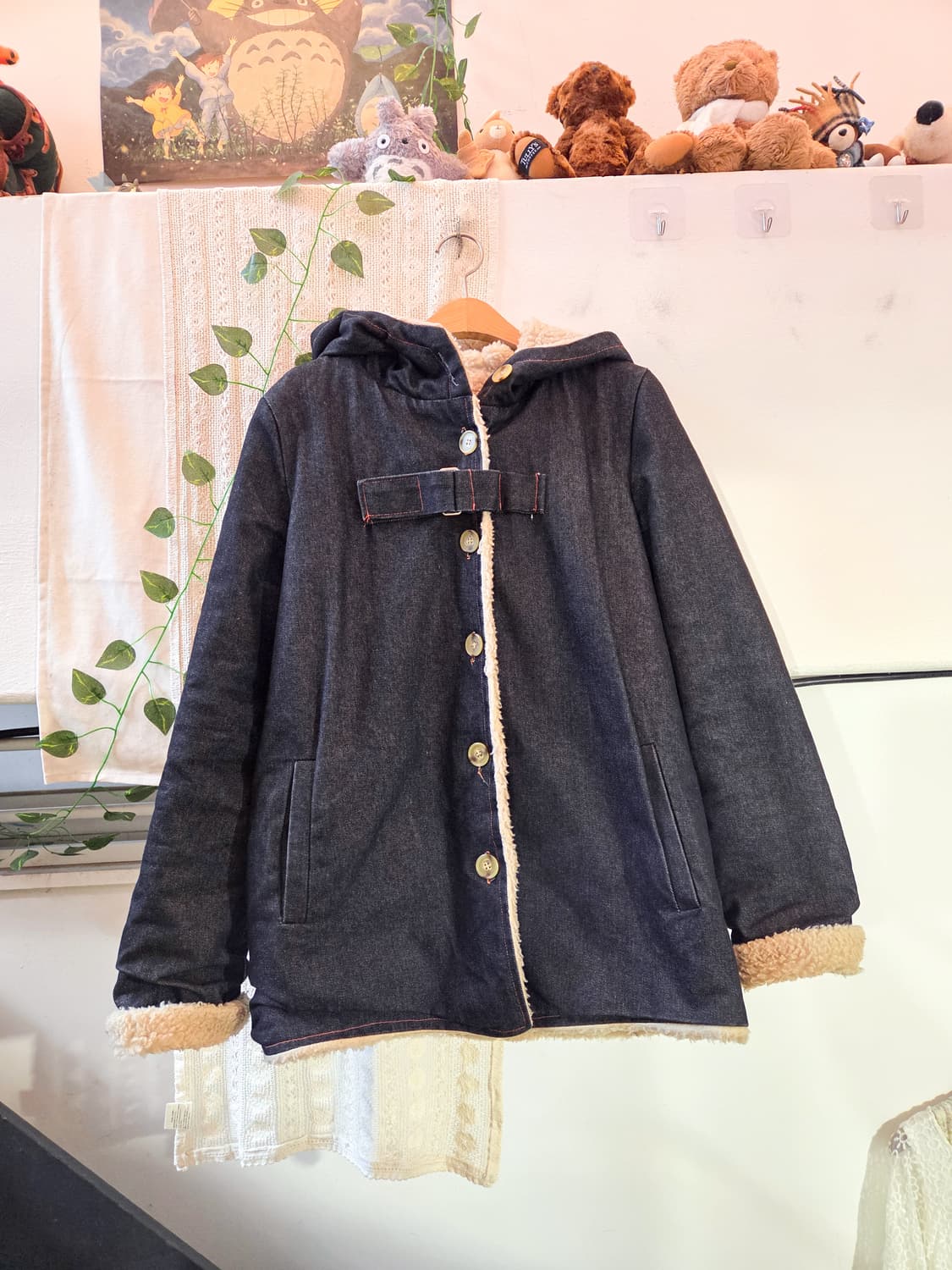 양털 안감 데님 후드 아우터 상품이미지1