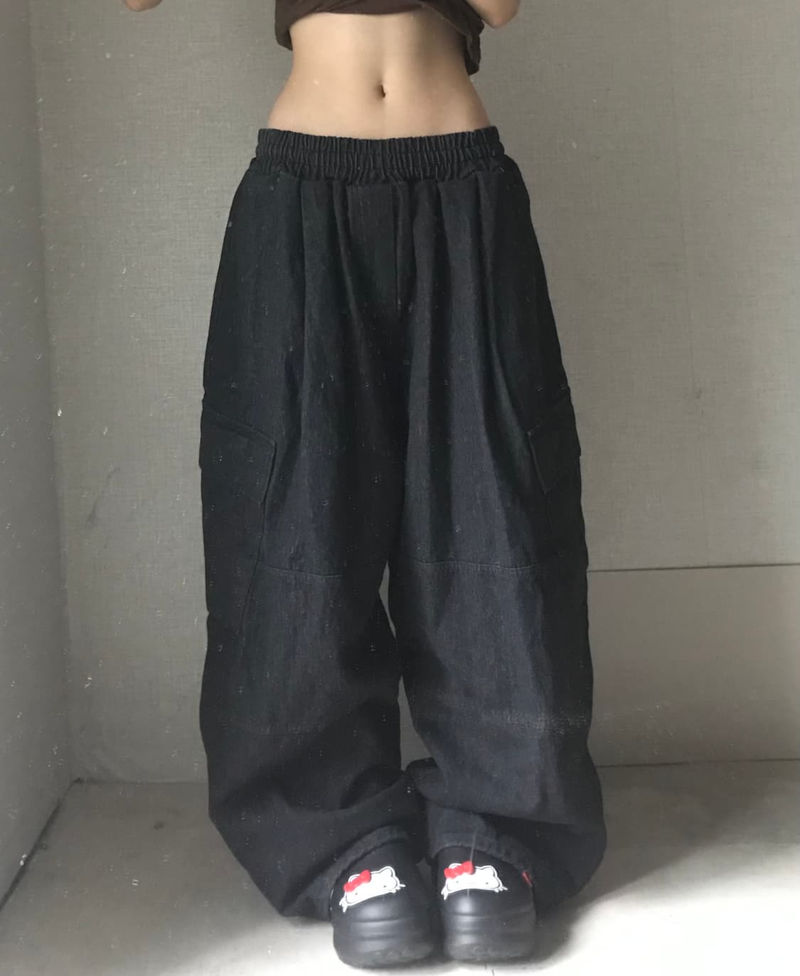 빈티지 와이드 벌룬핏 데님카고팬츠 상품이미지2