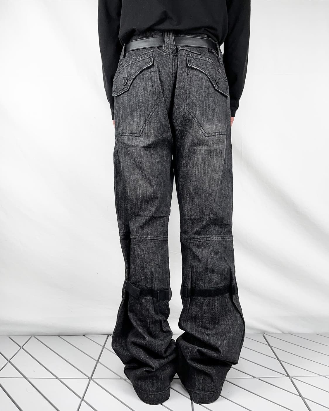 블랙 데님 바이커팬츠 상품이미지6